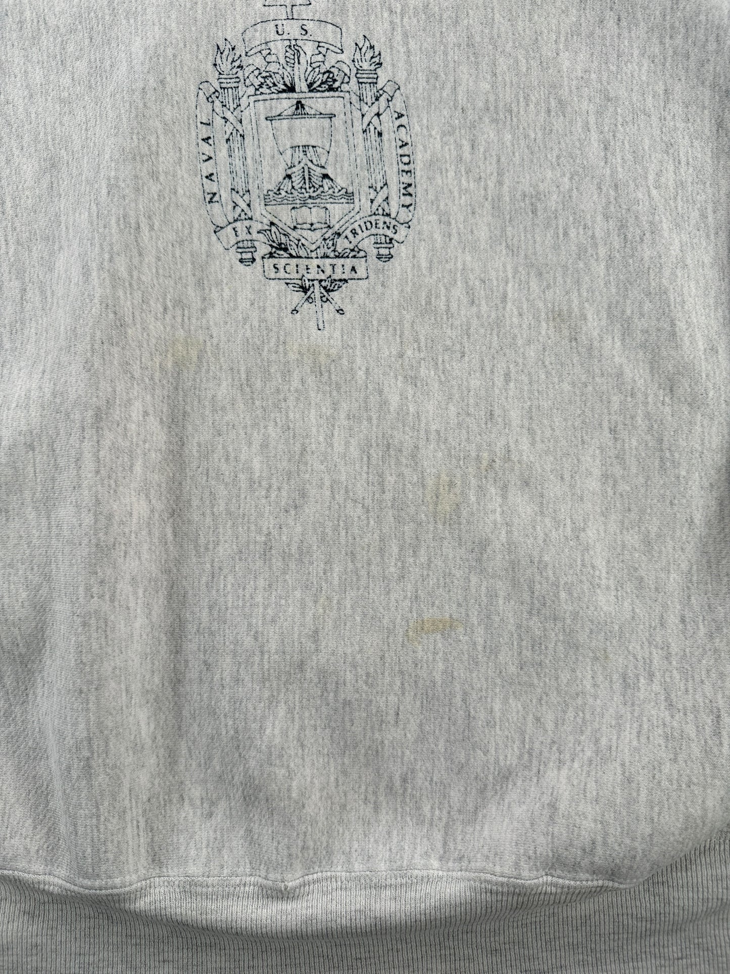 Stains on Vintage Navy Reverse Weave Crewneck SZ XL