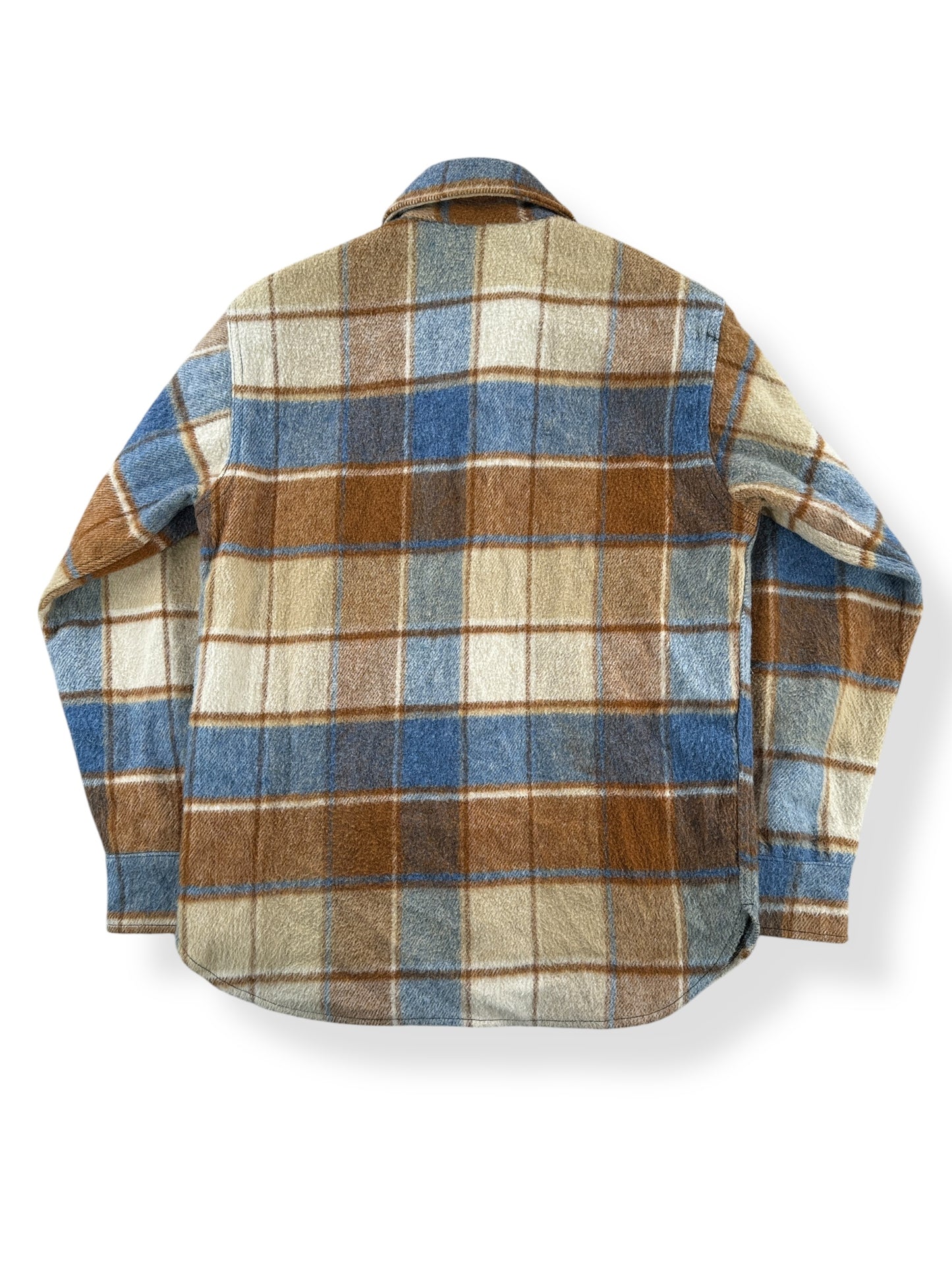 Back of Vintage JC Penney Blue and Beige CPO Flannel SZ M