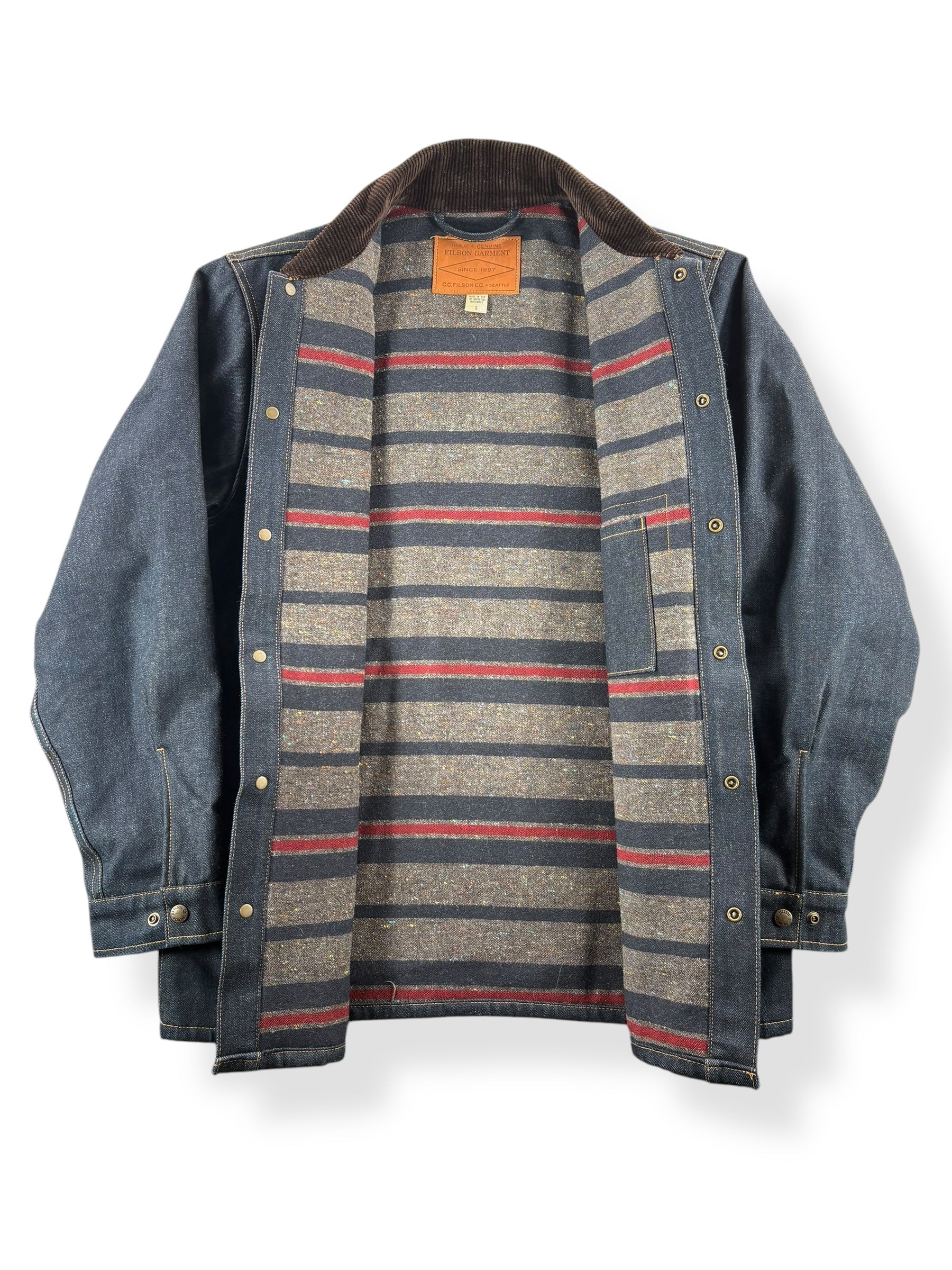 Inside of Modern Filson Lined Denim Cruiser Jacket SZ S