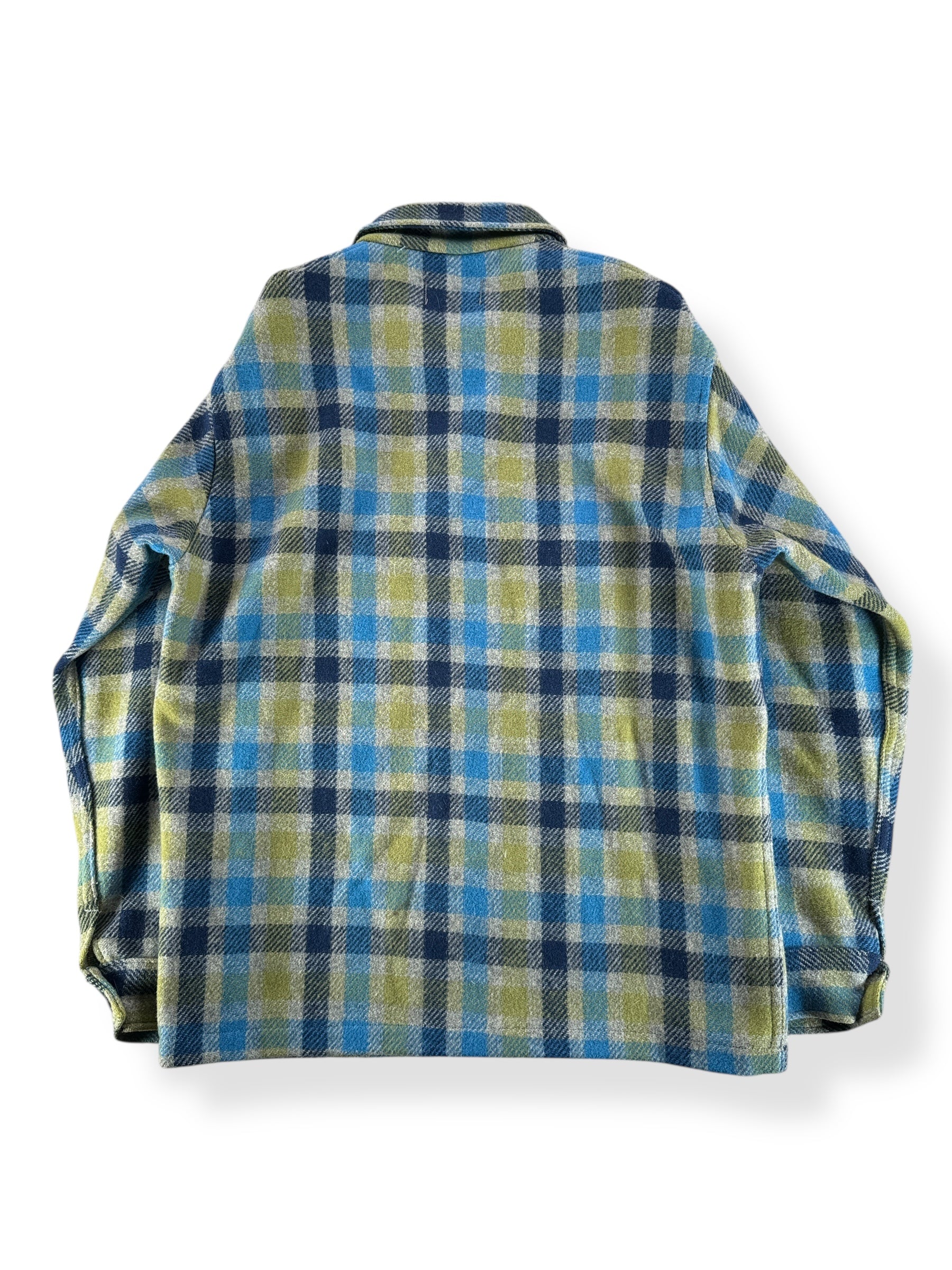 Back of NOS Vintage Pendleton Green Blue Shacket SZ S