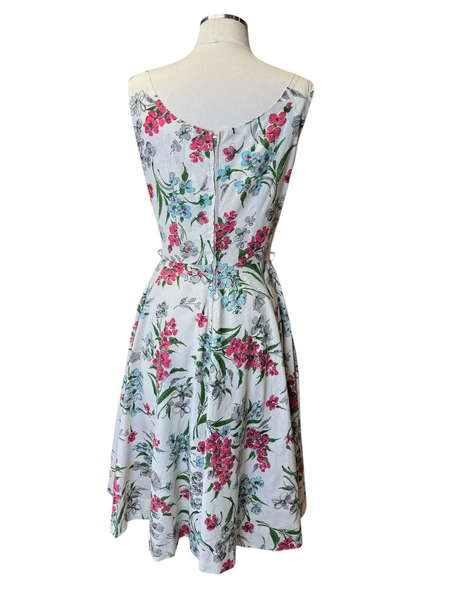 Back of 1950s Floral Glitter Dress M