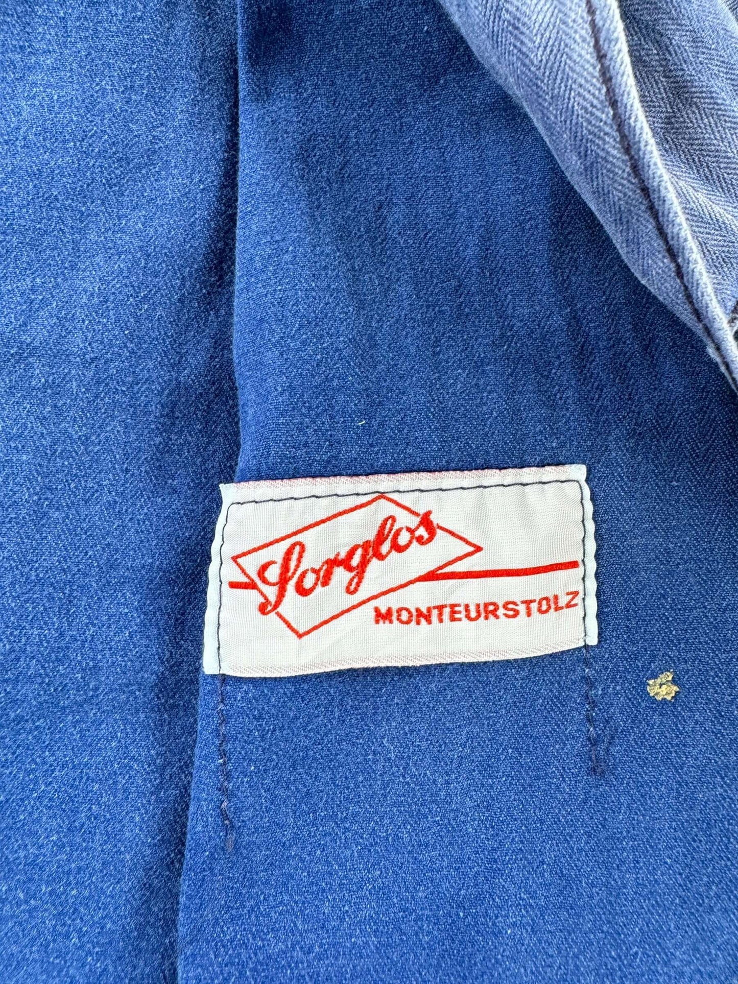 Label on Vintage Sunfaded HBT French Chore Coat SZ L