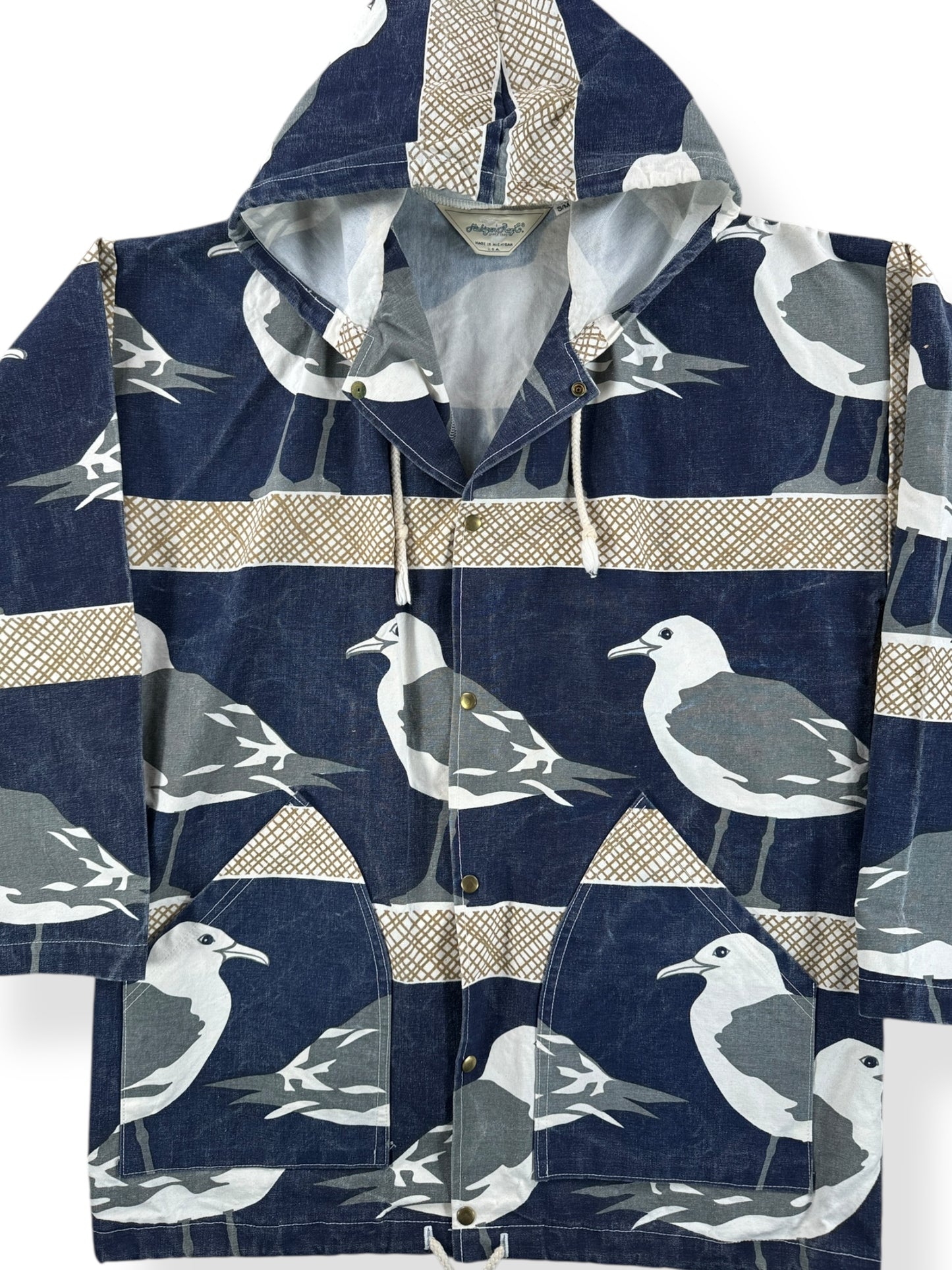 Front Close Up of Vintage Michigan Rag Company Seagull Jacket SZ S/M