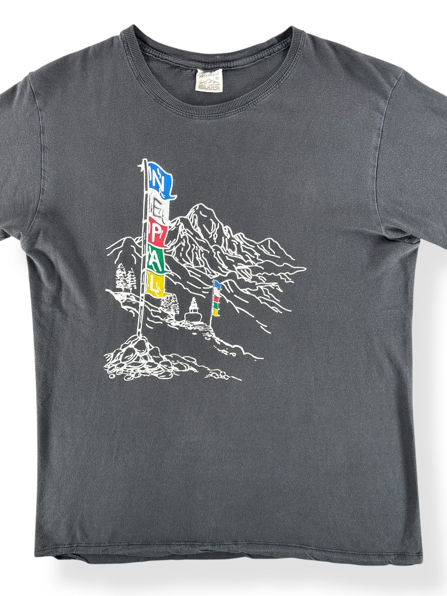 Front Close Up of Vintage Nepal Souvenir Tee SZ M