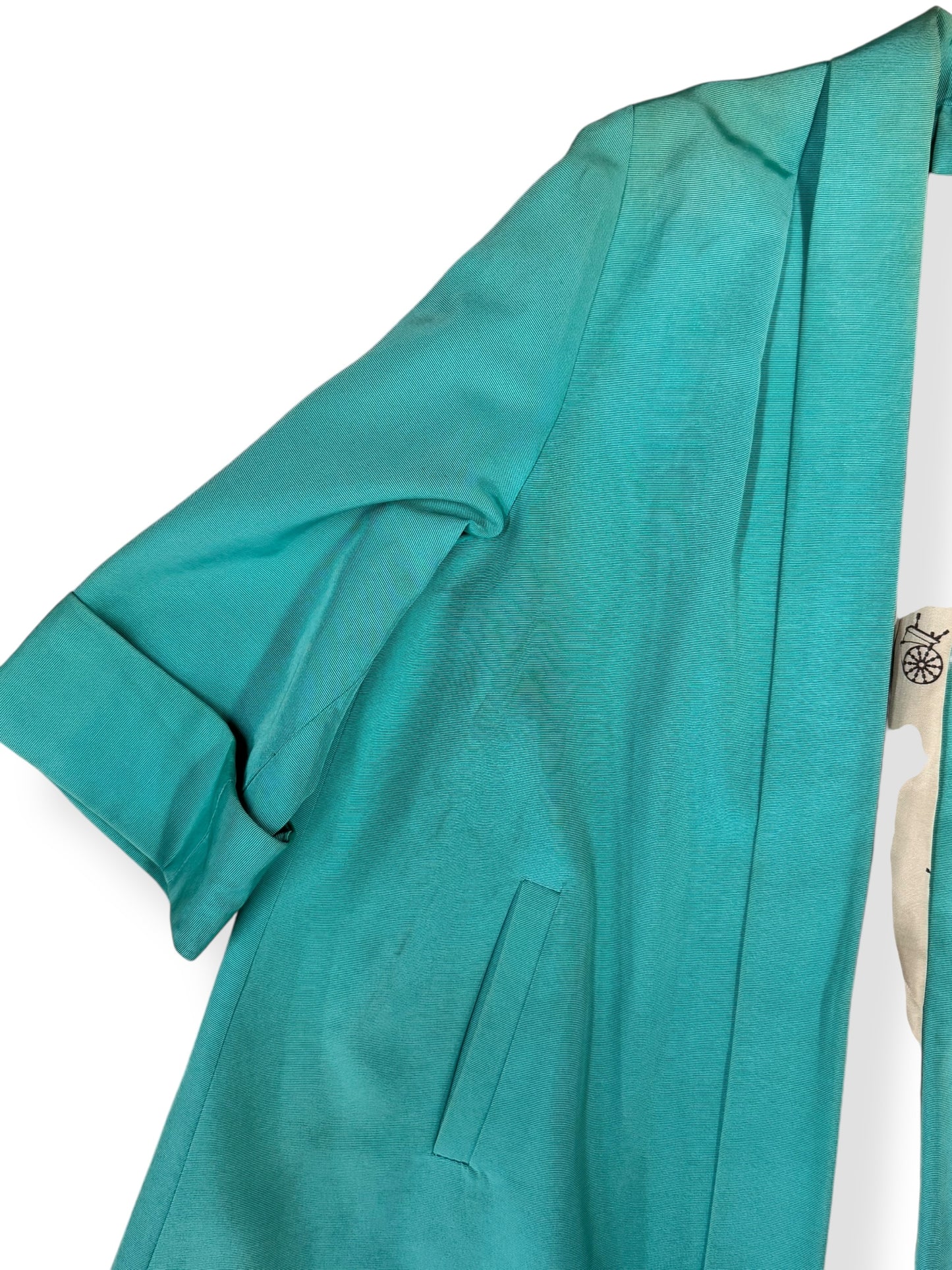 Front right sleeve 1940s Mint Grosgrain Cocktail Coat L-XL
