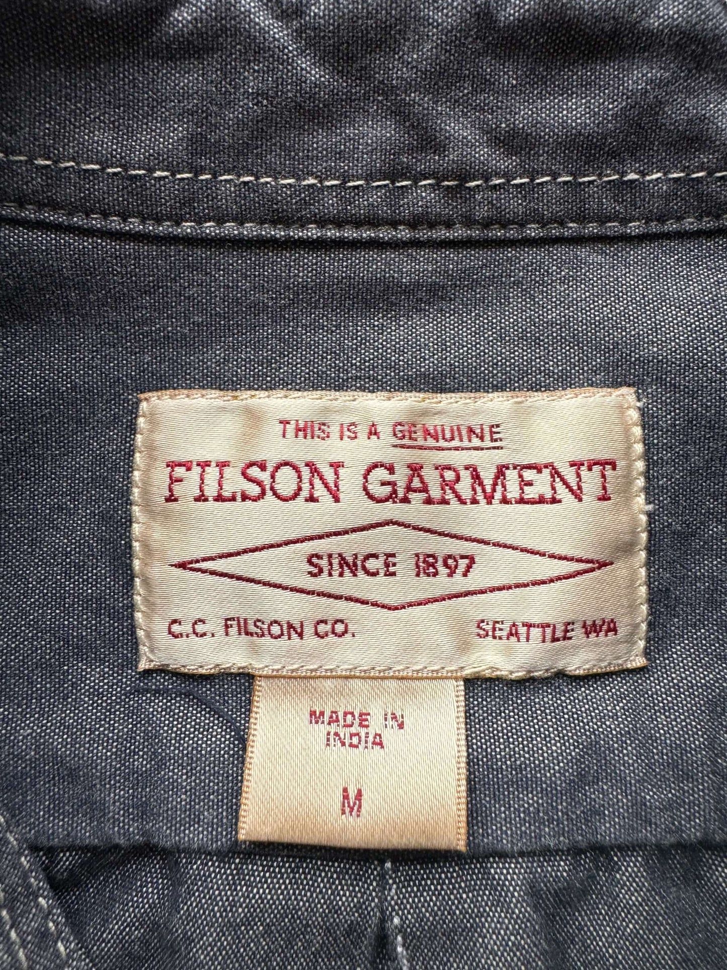Tag on Filson 100% Cotton Lightweight Shirt SZ M