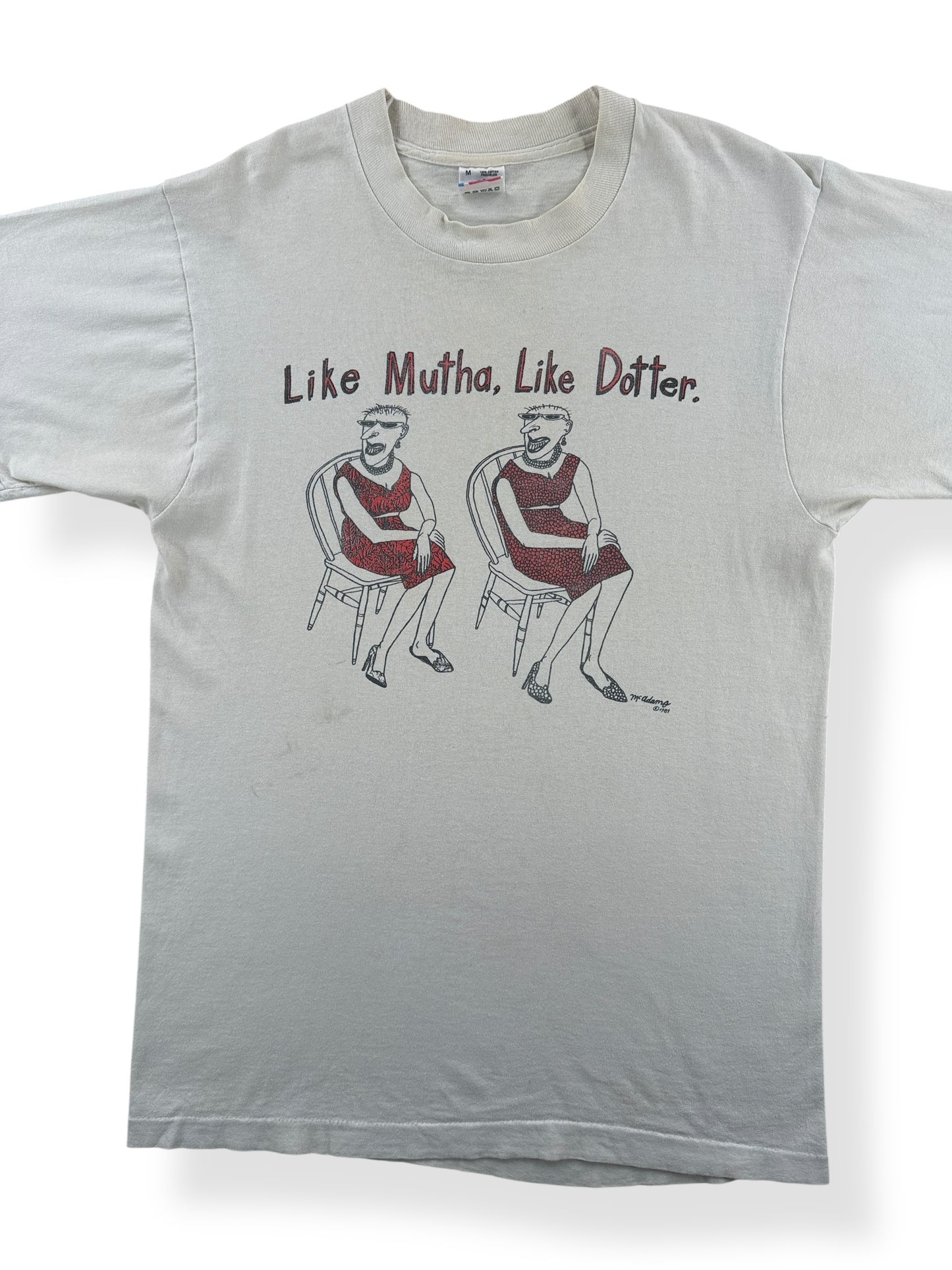 Front Close Up of Vintage Like Mutha, Like Dotter Tee SZ S
