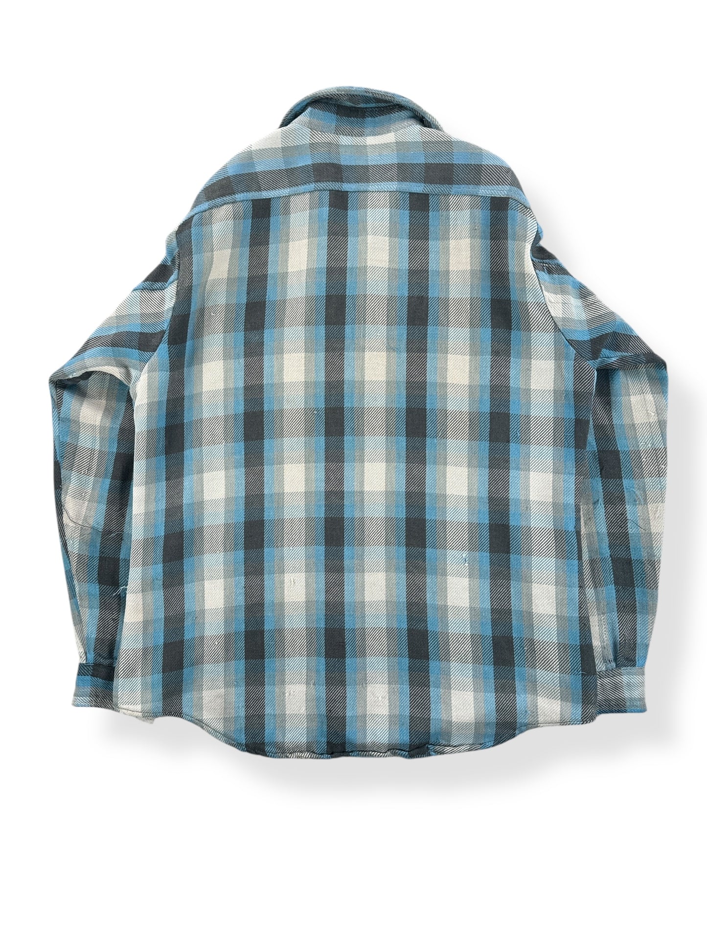 Back of Vintage Big Mac Blue and Grey Cotton Flannel SZ L