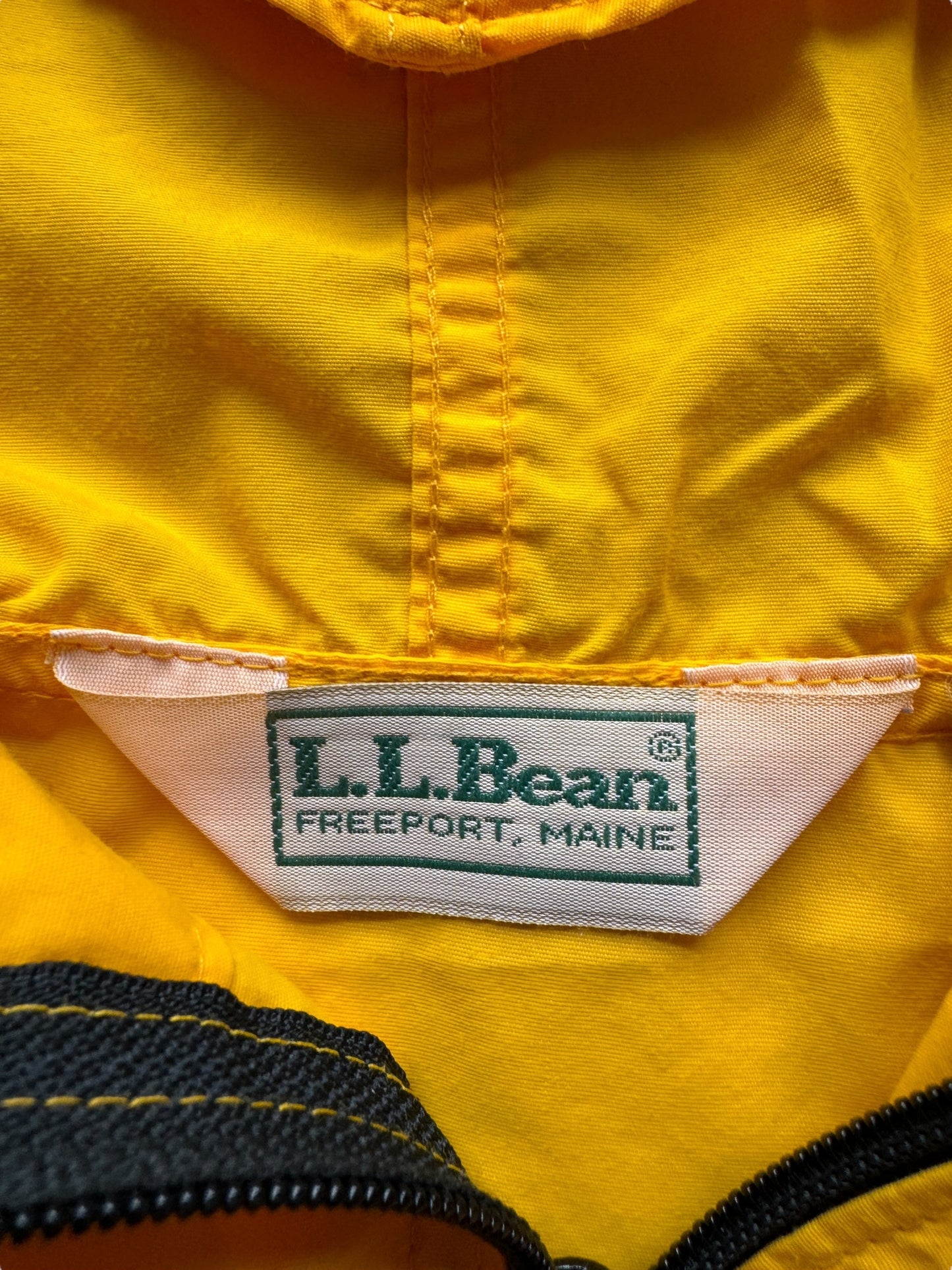 Tag on Vintage LL Bean Yellow Pullover Anorak SZ M