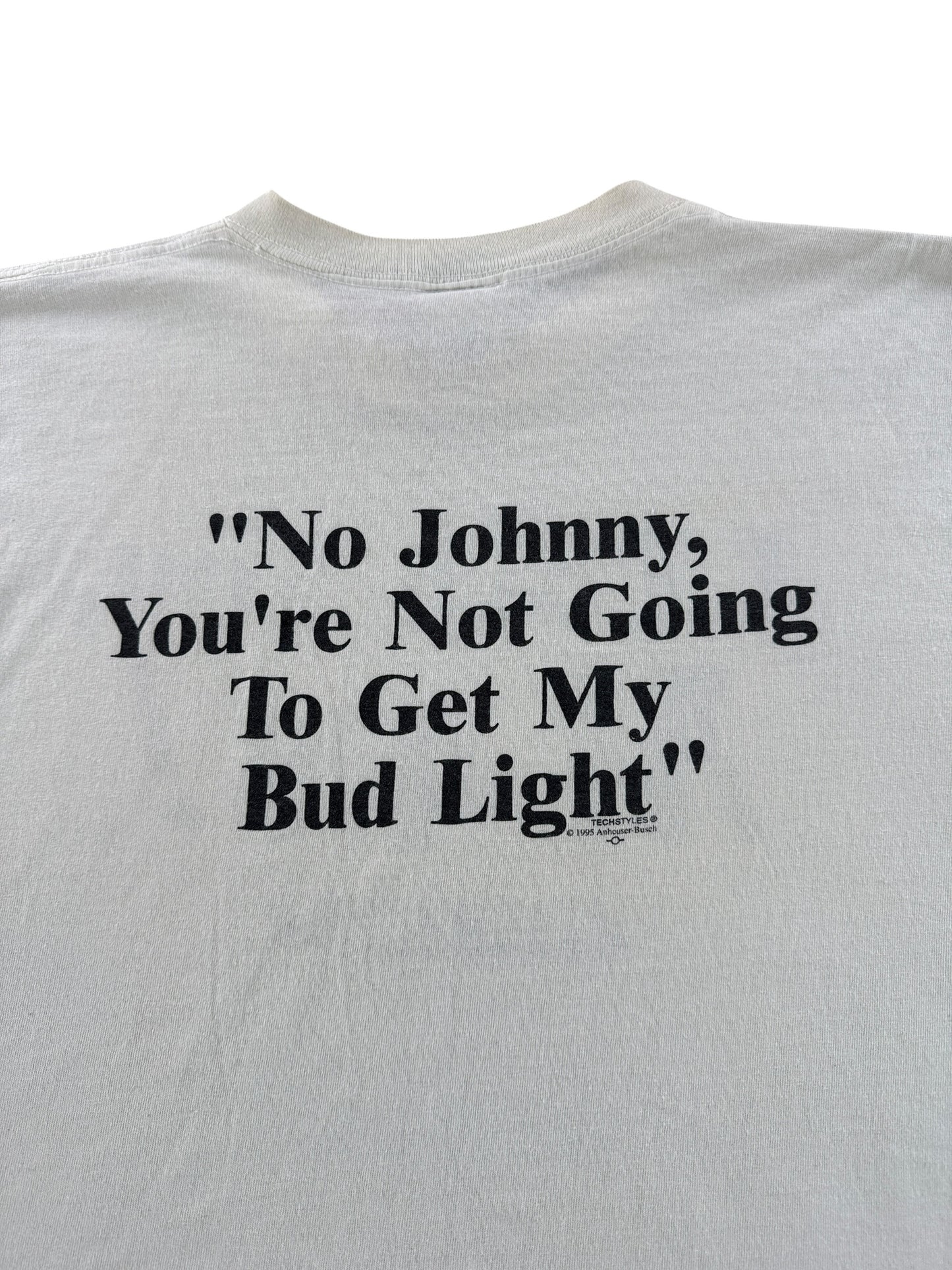 Back Graphic of Vintage I Love You Man Bud Light Beer Tee SZ L