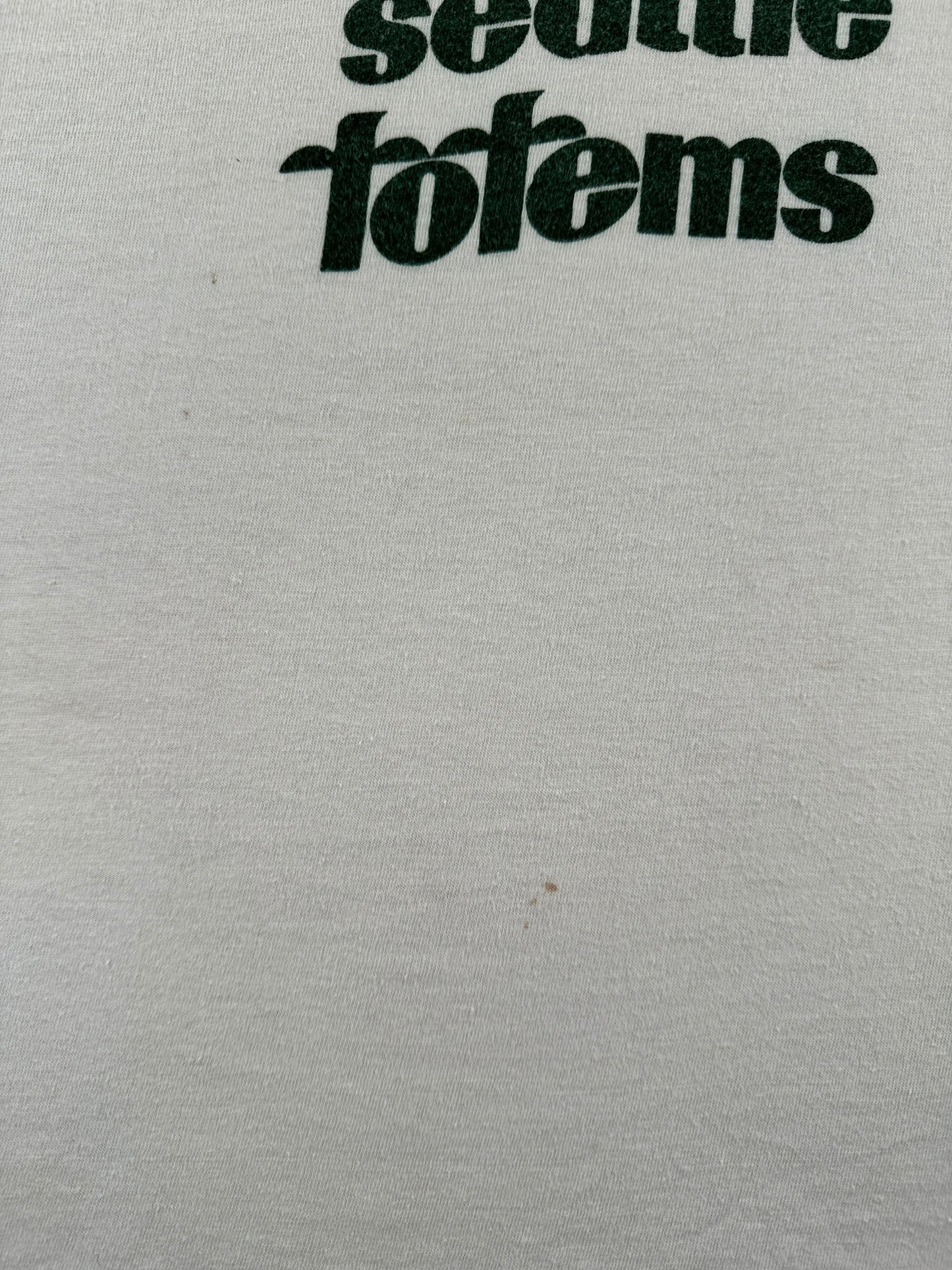 Stain on Vintage 70s Champion Seattle Totems Tee SZ M