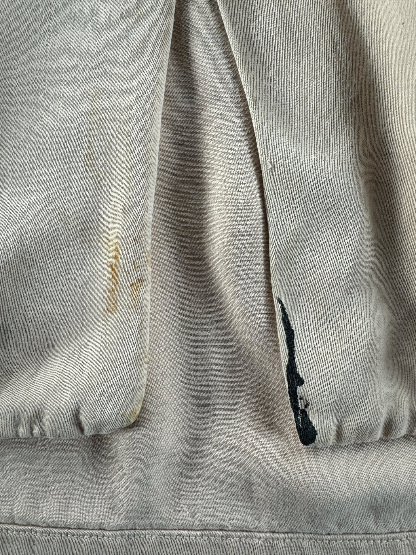 Stains on Vintage Swift Pale Peach Gabardine Loop Collar Shirt SZ L AS IS