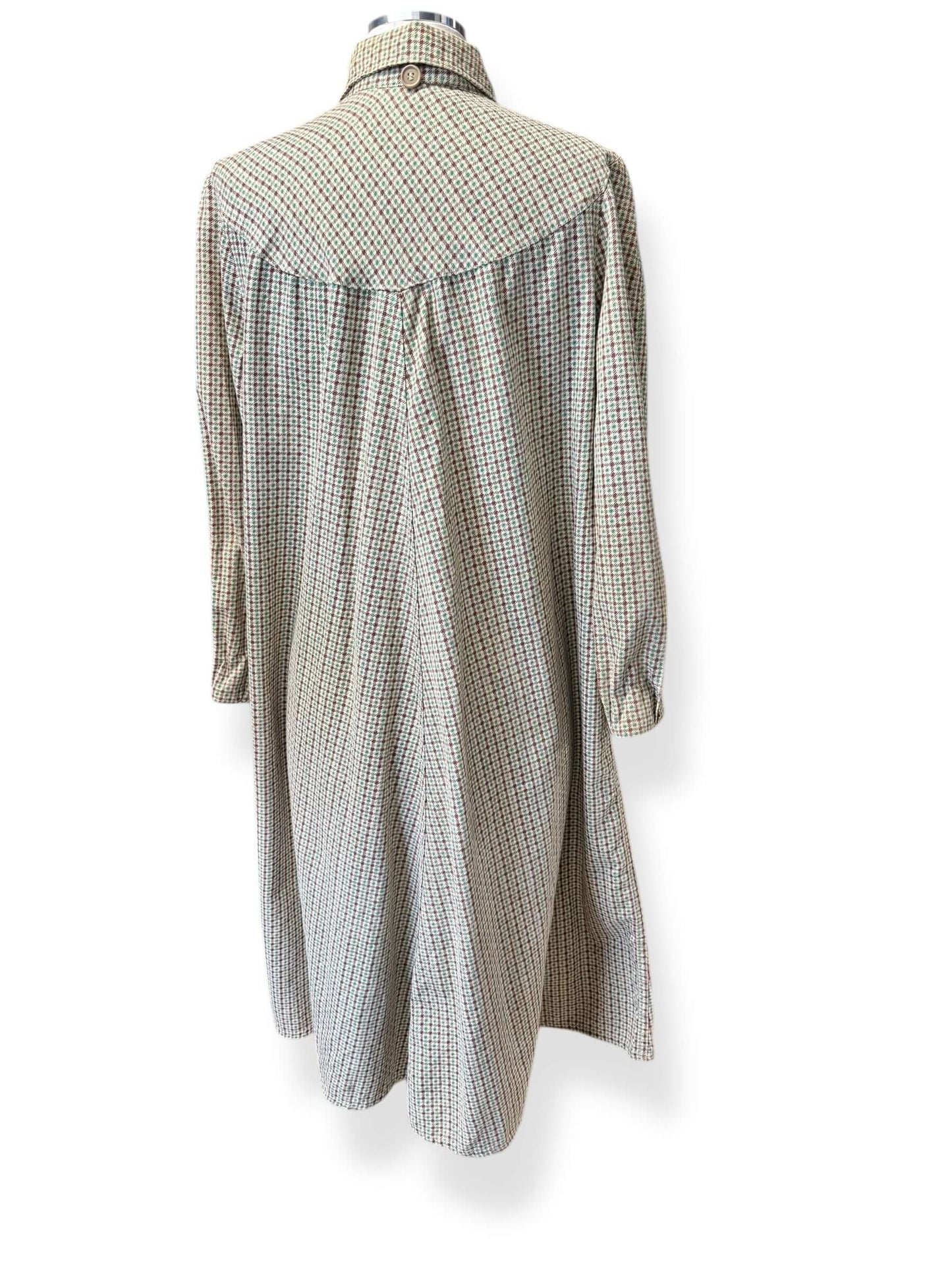 back view of 1940s Houndstooth Cotton House Coat L