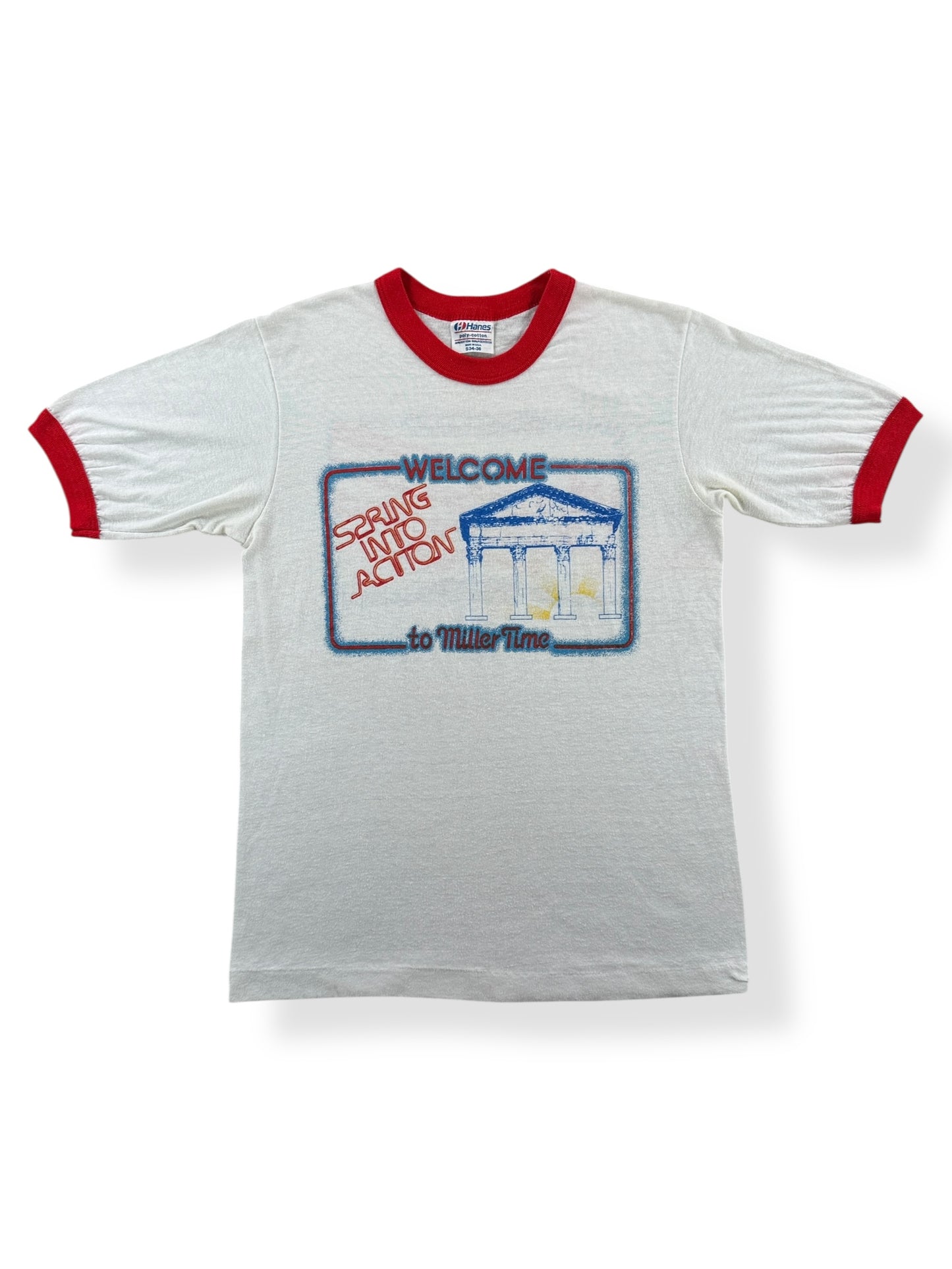 Front of Vintage Welcome to Miller Time Ringer Tee SZ XS