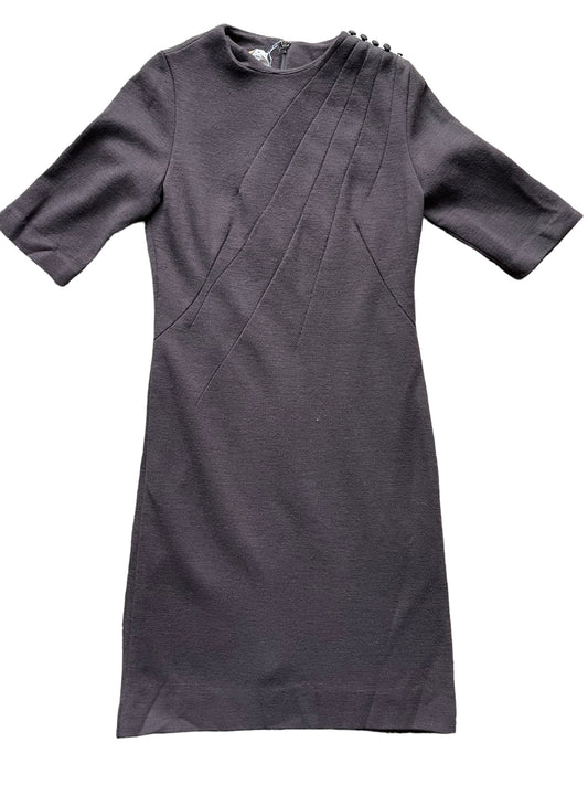Full front view of Vintage 1950s Brown Wool Wiggle Dress SZ M |  Barn Owl Vintage Dresses | Seattle Vintage Ladies Clothing