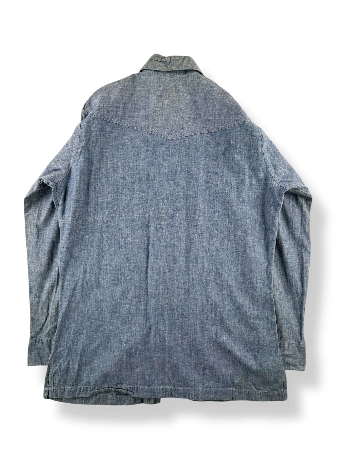 Back of Vintage Passport 360 Cotton Chambray Shirt SZ L