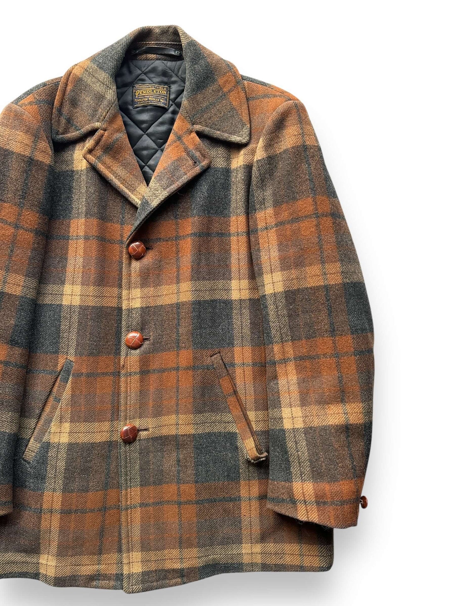 Front Left of Vintage Pendleton Plaid Overcoat SZ 42