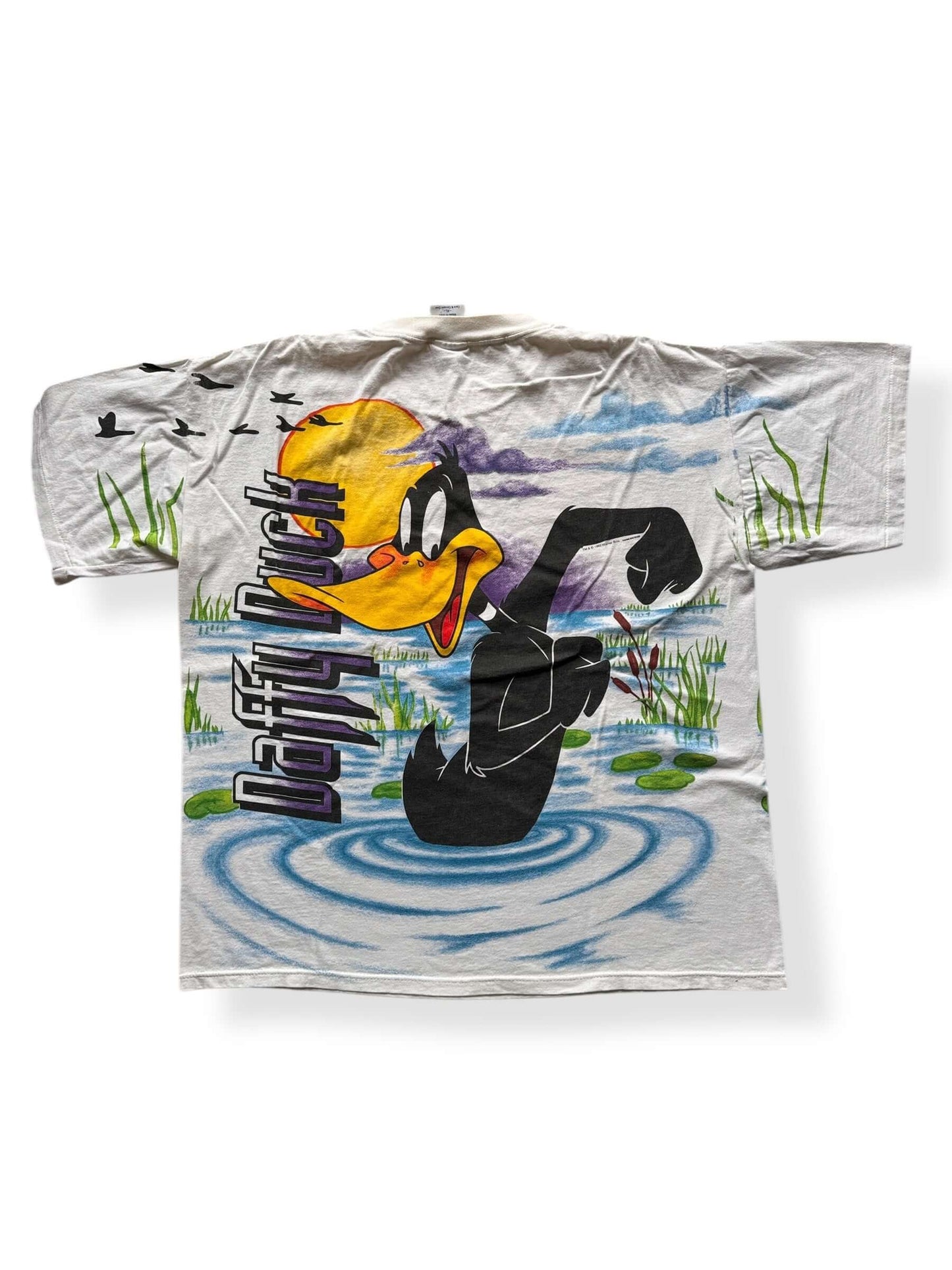 Back of Vintage Daffy Duck Wild Oats All Over Print Tee SZ XL