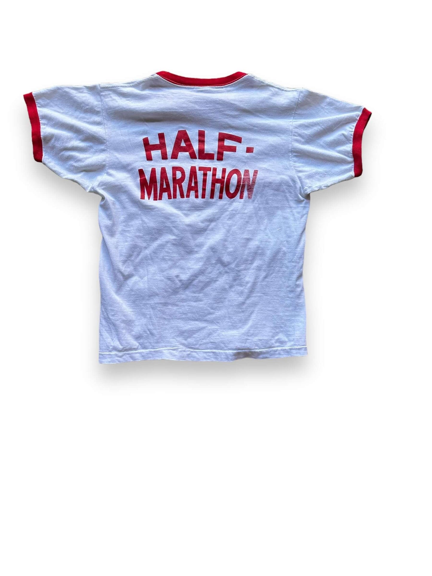 Rear View of Vintage Yakima Valley Half Marathon Champion Blue Bar Tee SZ M | Vintage Champion Ringer Tee Seattle | Barn Owl Vintage