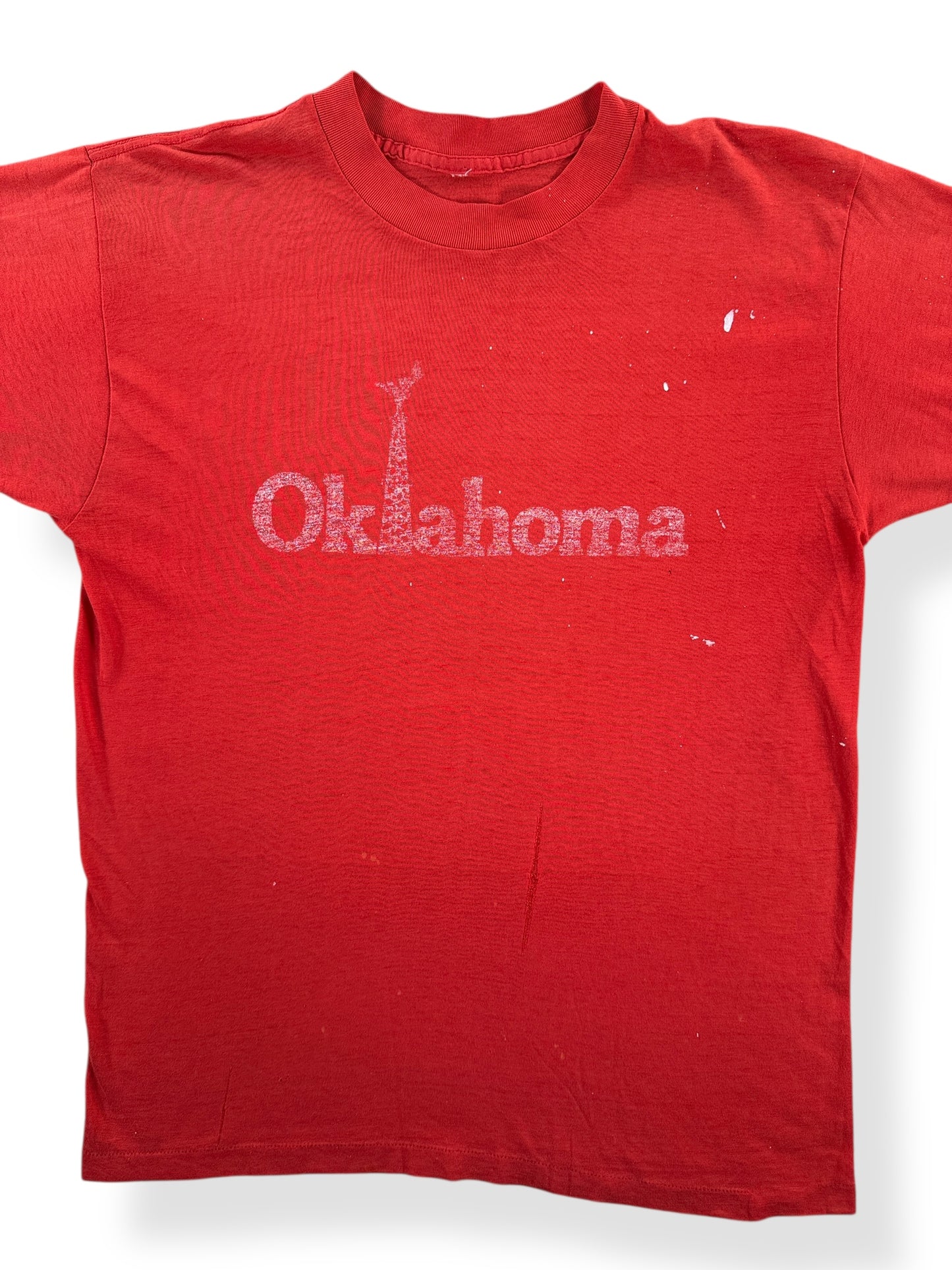 Front Close Up of Vintage Oklahoma Tee SZ M AS IS
