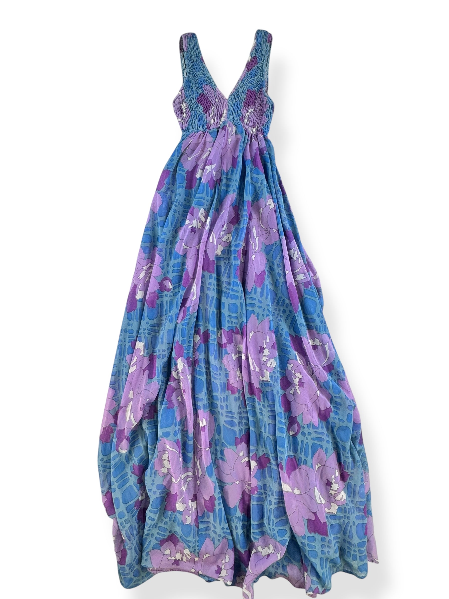 Back of 1970s Denise Are There! Floral Dress S-M