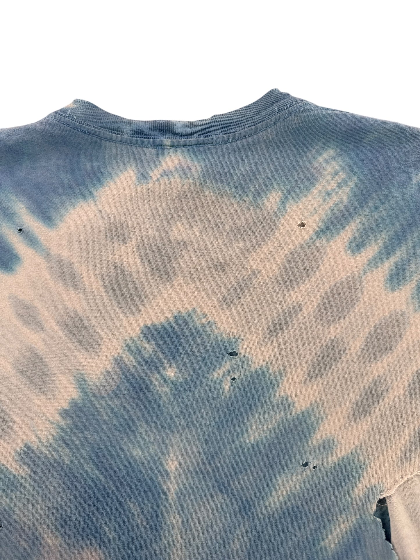 Back Wear on Vintage Repaired Chicago Cubs Tie Dye Tee SZ XL