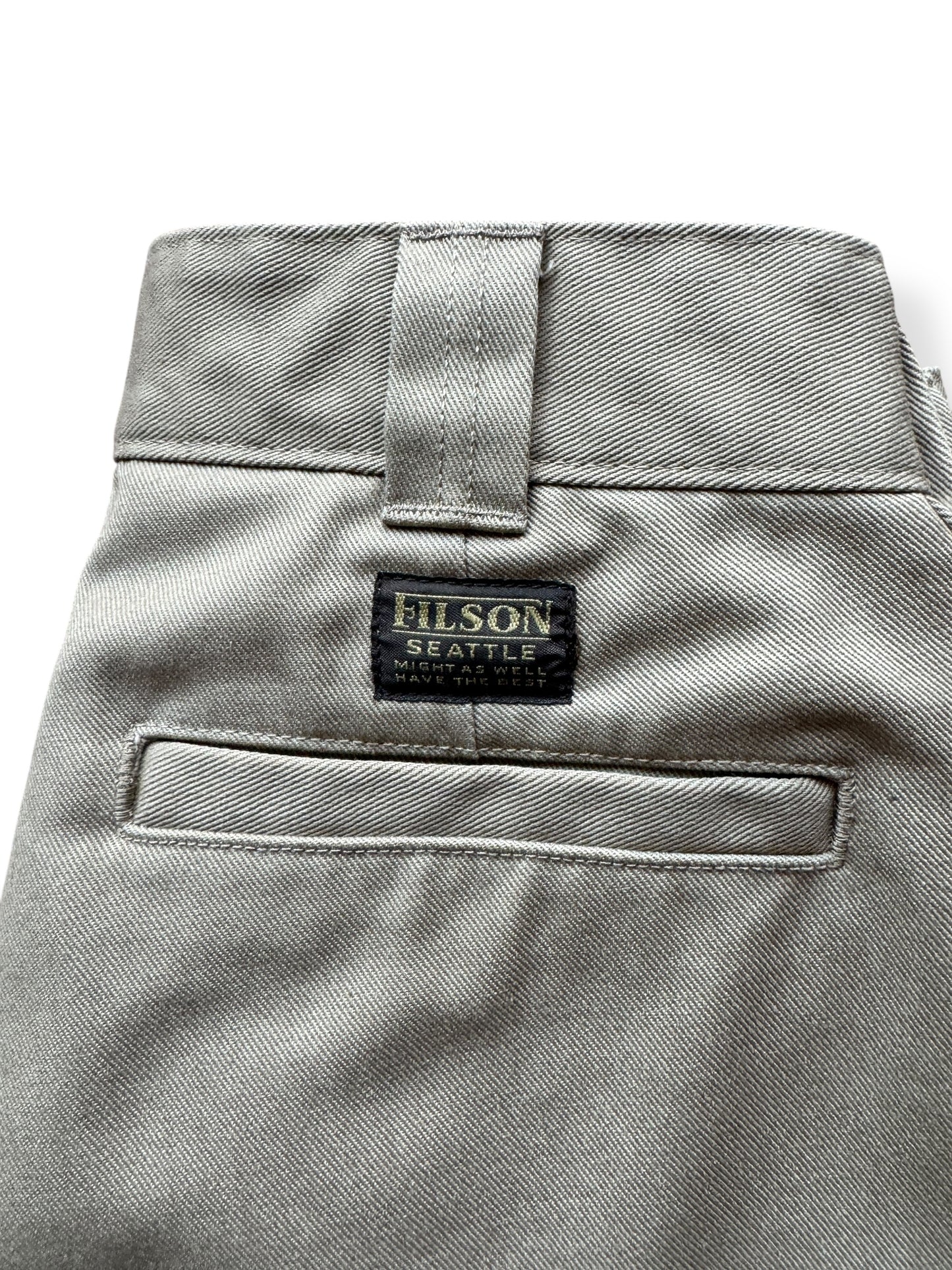 Label on Filson Grey Khaki Anchorage Work Pants W29