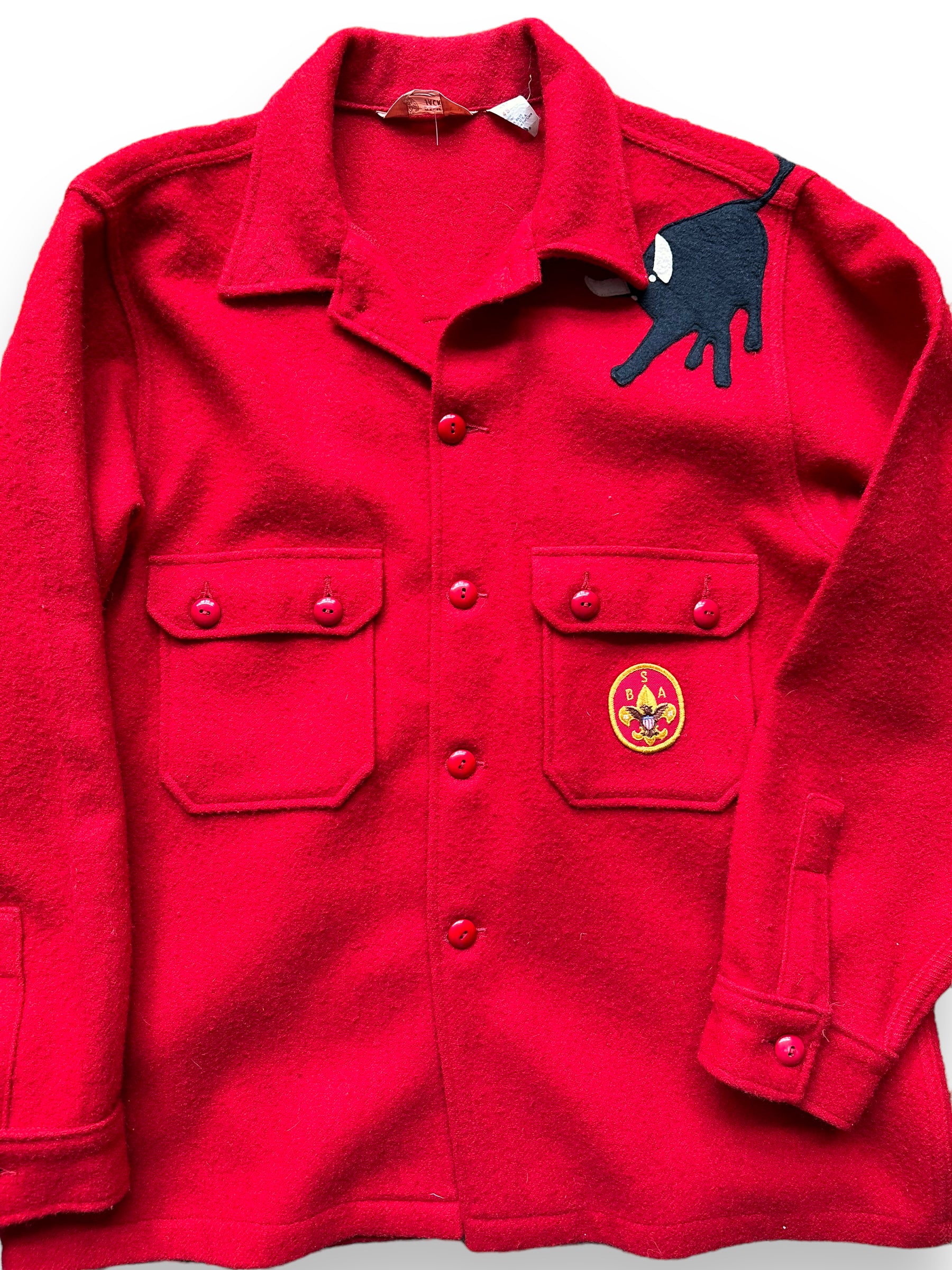 Front Detail on Vintage Wool Philmont Boy Scout Camp Jacket SZ XL | Vintage Boy Scout Jacket | Seattle Vintage Clothing