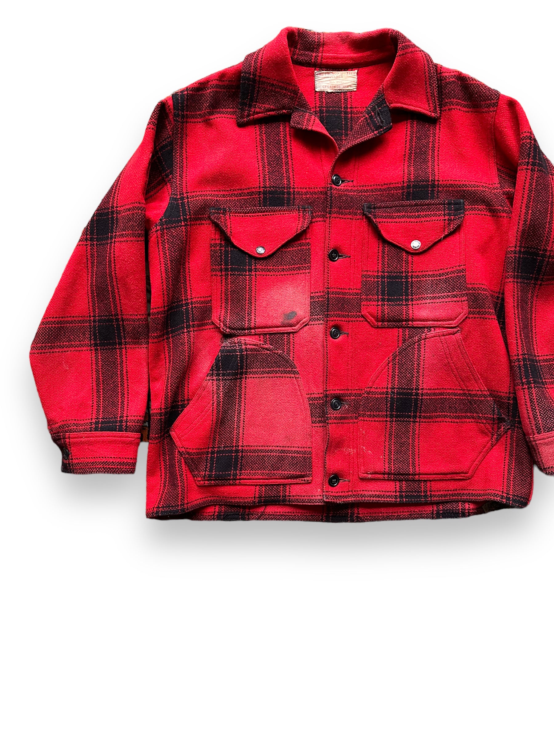 front right of Vintage 60s Filson Repaired Hunter Jacket SZ 44 |  Barn Owl Vintage Goods | Vintage Filson Workwear Seattle