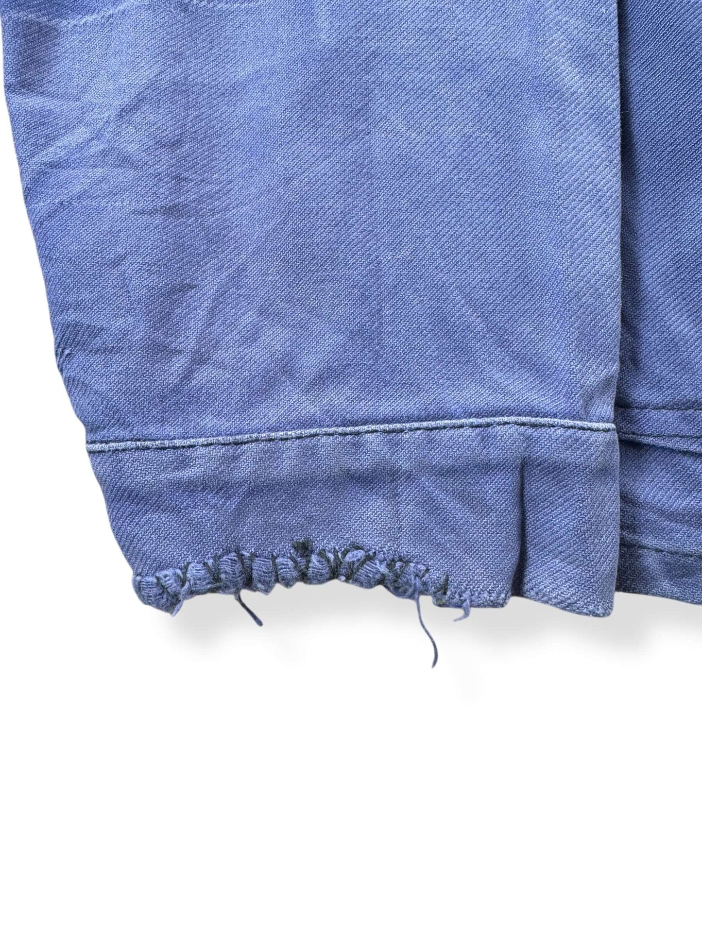 Repair on Cuff of Vintage Sunfaded French Chore Coat SZ XL