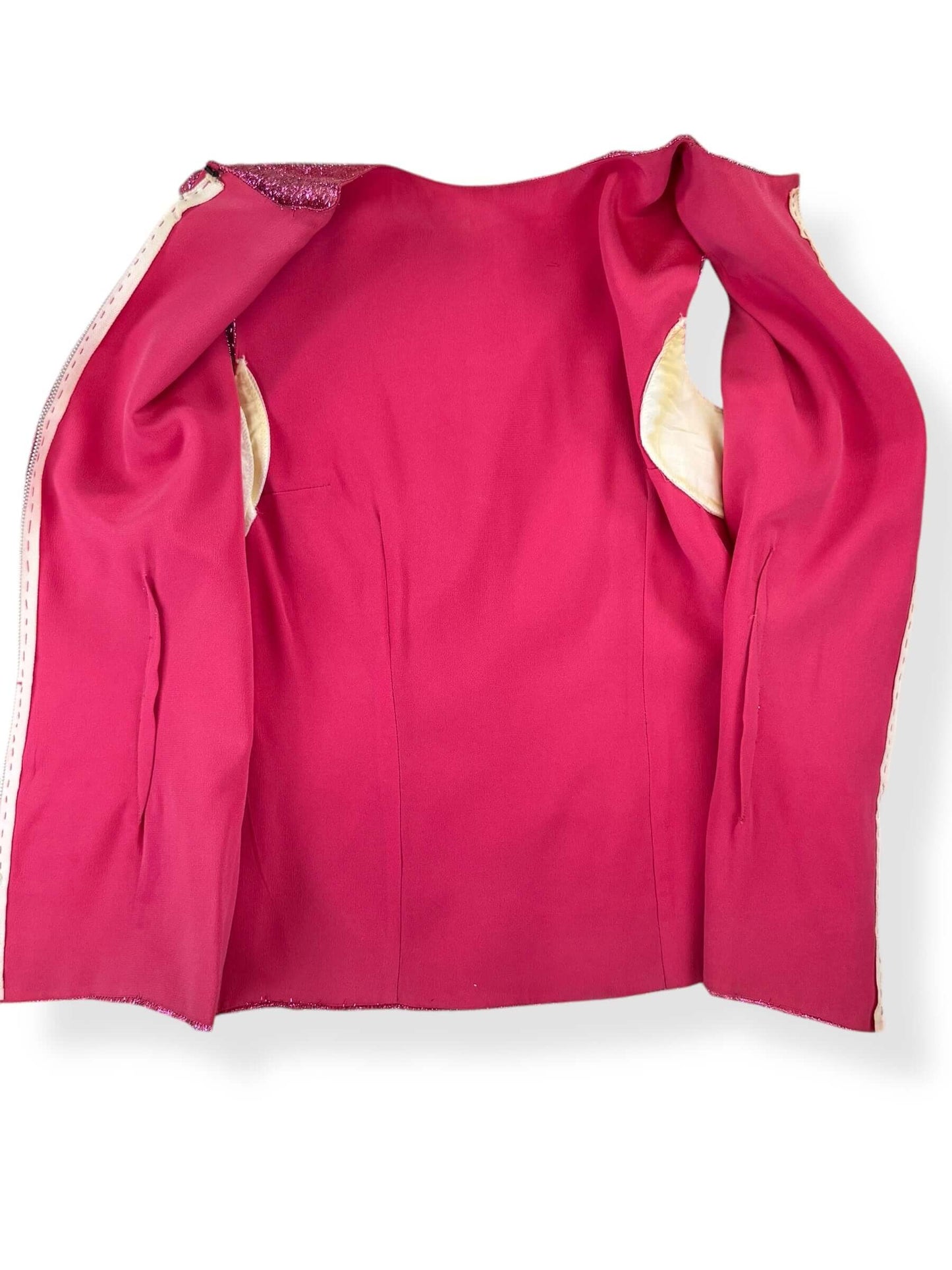 Open view of 1960s Pink Lamé Top L