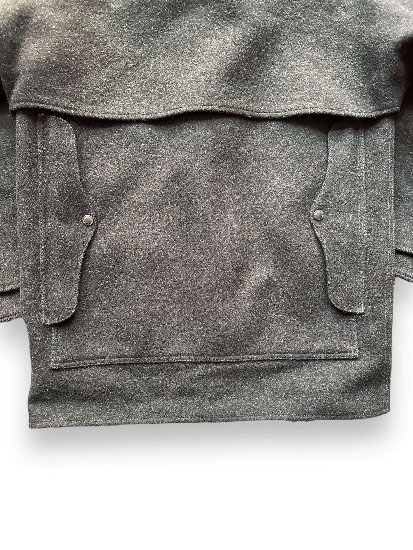 Lower Rear View of Vintage Filson Forest Green Double Mackinaw Cruiser SZ 38L | Vintage Filson Cruiser | Vintage Workwear Seattle