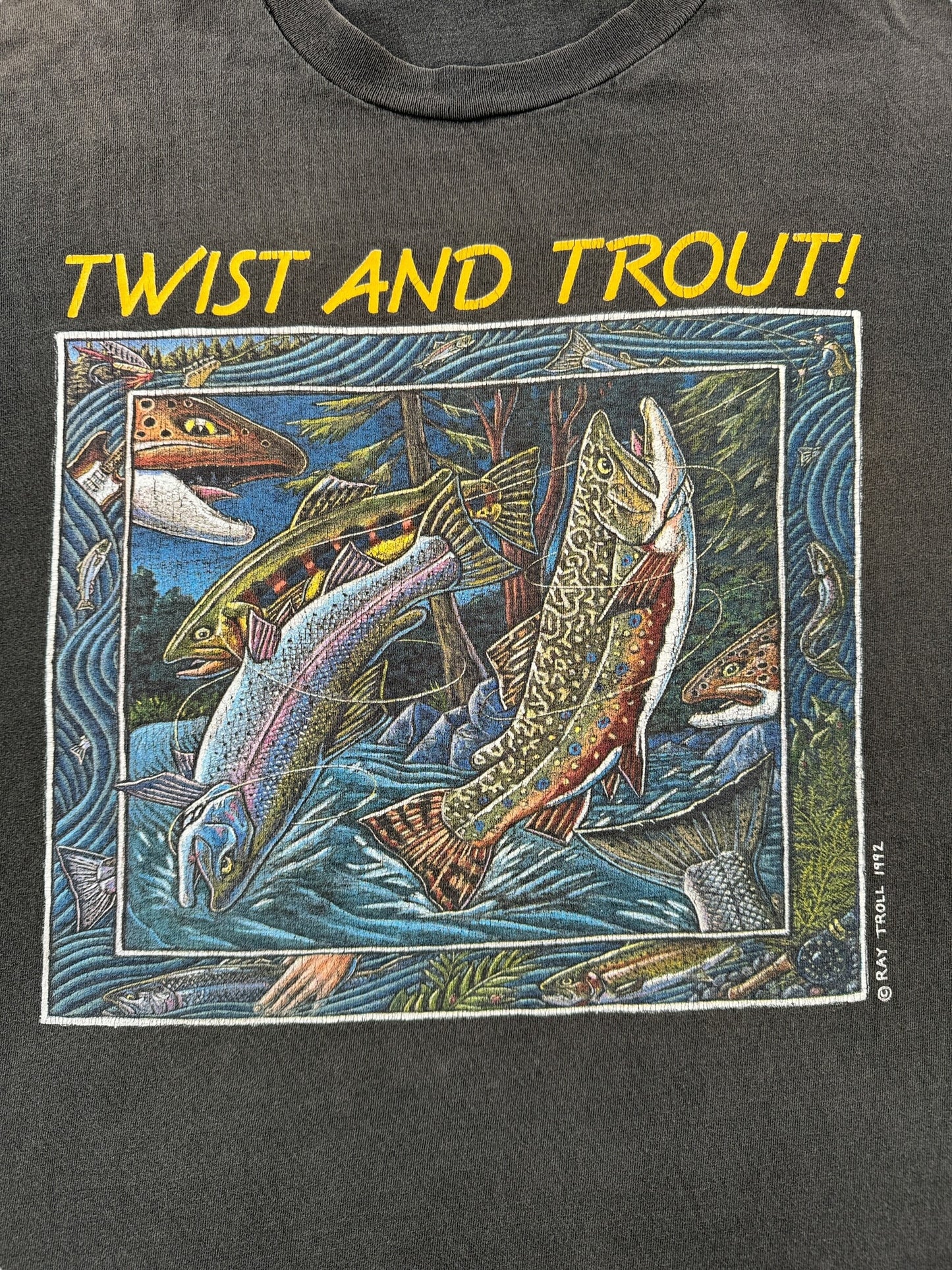 Front Graphic of Vintage 90s Ray Troll Tee SZ XXL