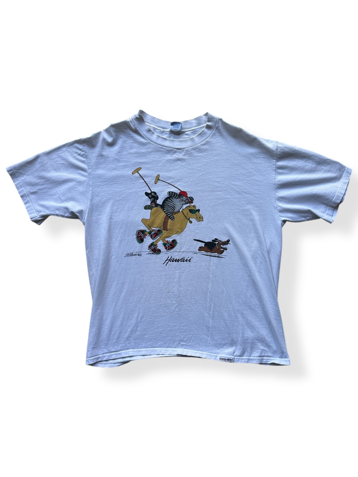 Front of Vintage Kilban Cat Crazy Shirt Polo Tee SZ L