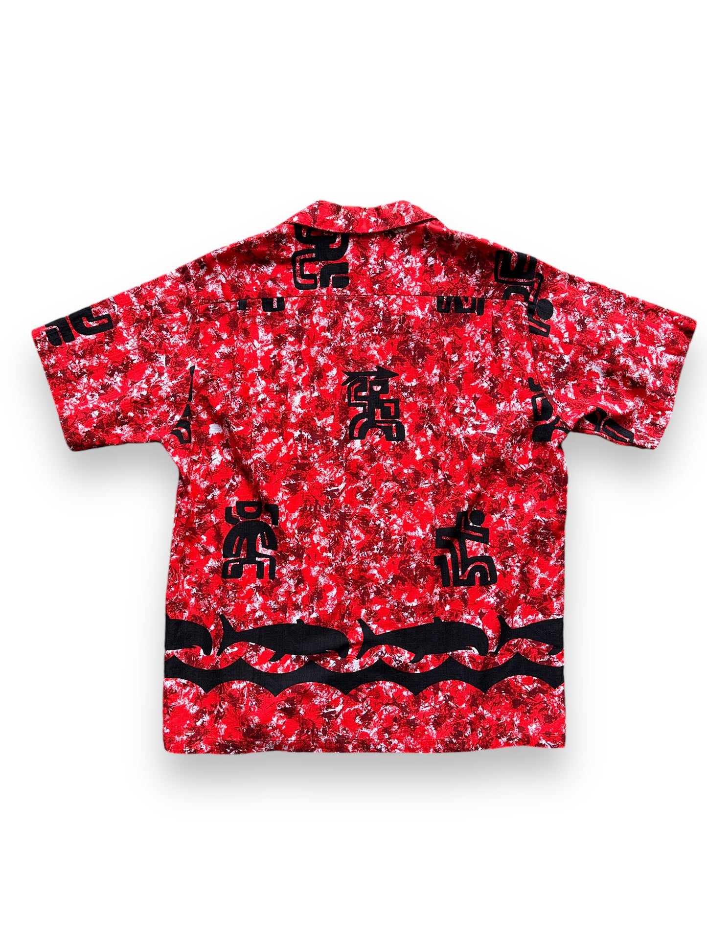 back of Vintage Hoaloha Barkcloth Aloha Shirt SZ L