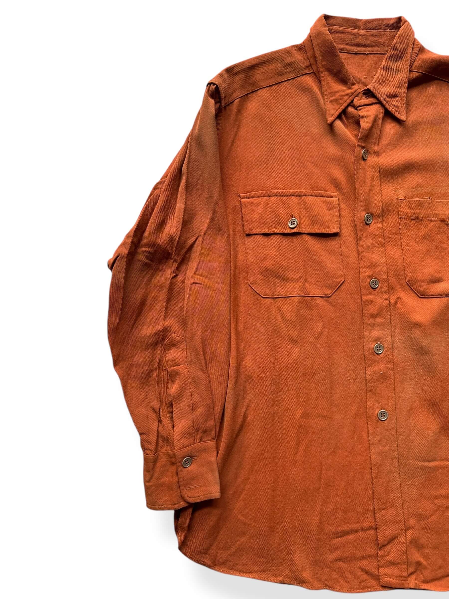 Front Right of Orange Gabardine Shirt AS IS SZ L