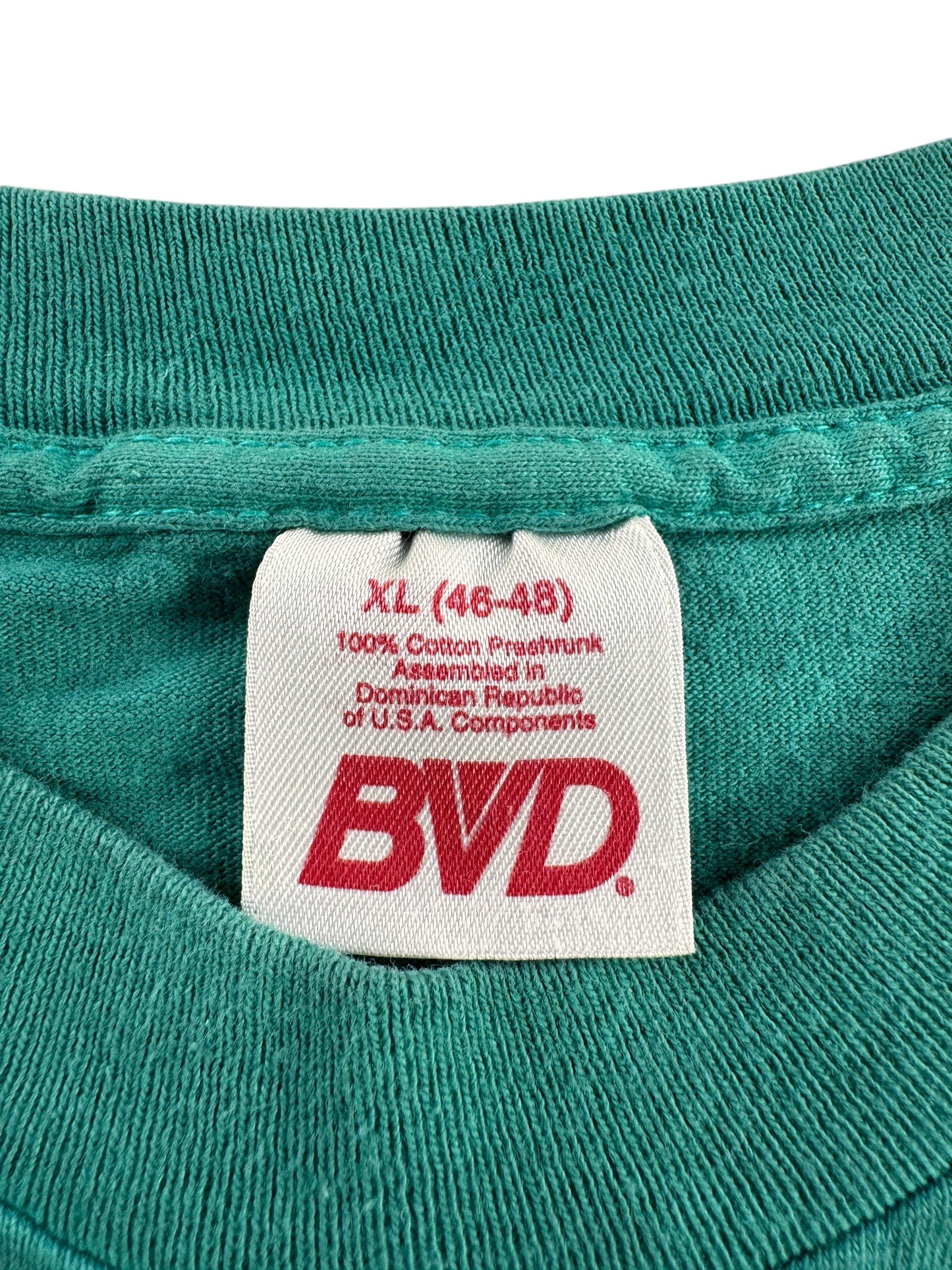 Tag on Vintage Grass Green Dyed BVD Blank Pocket Tee SZ XL