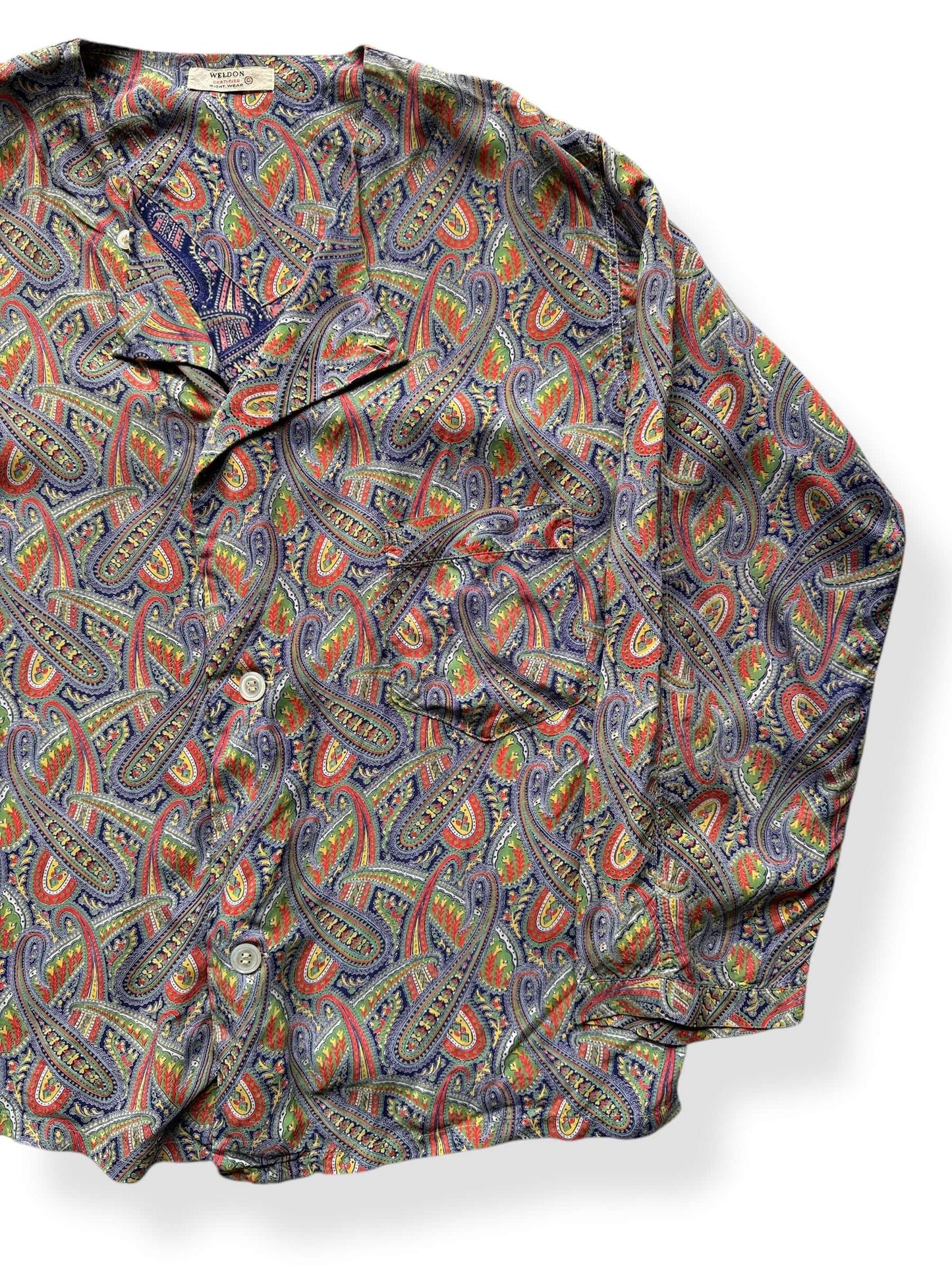 Front Left of Vintage Weldon Pajama Top SZ XL