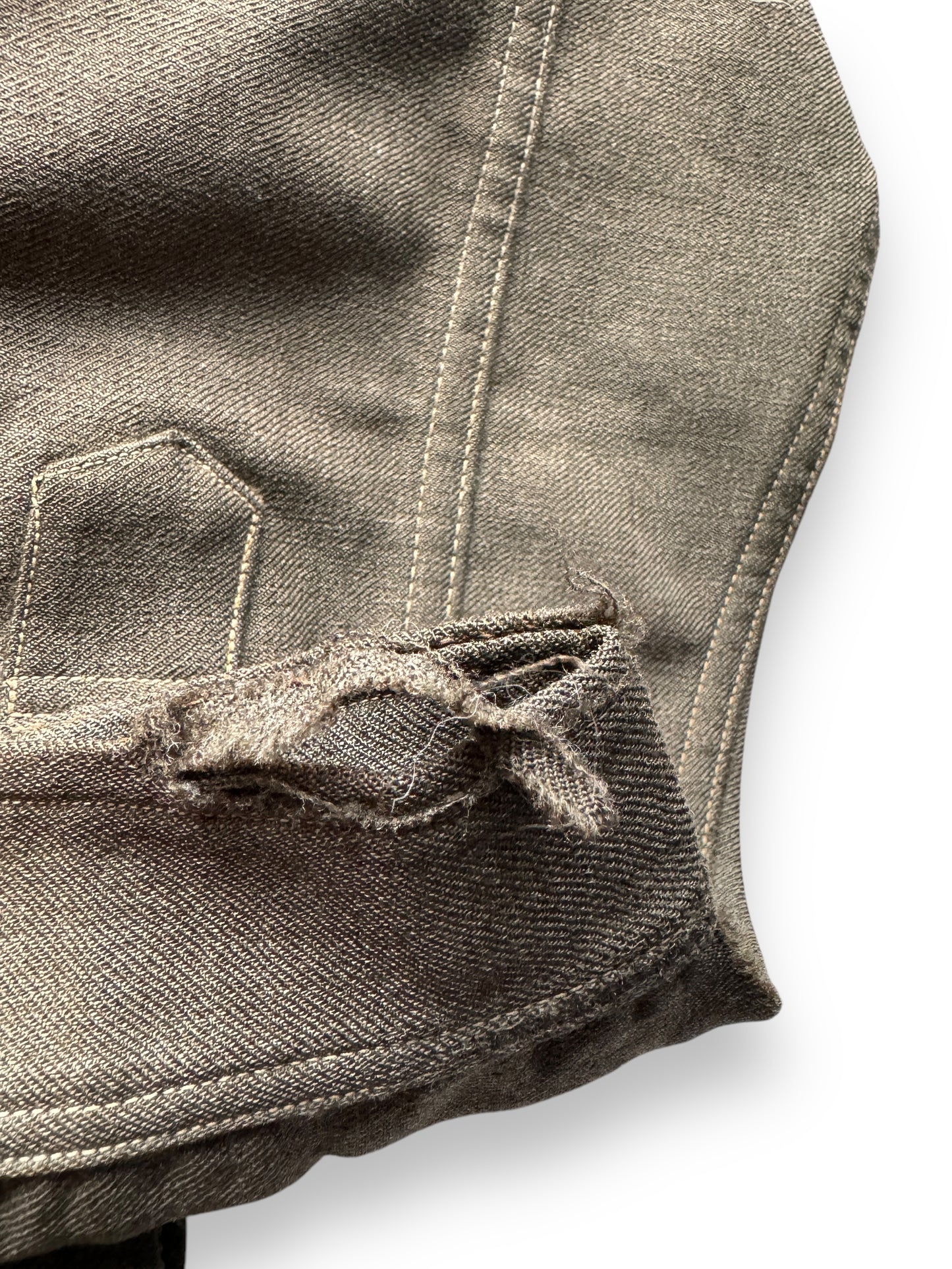 thrashed cuff on Vintage No Tag Filson Union Made Whipcord Cruiser SZ 44