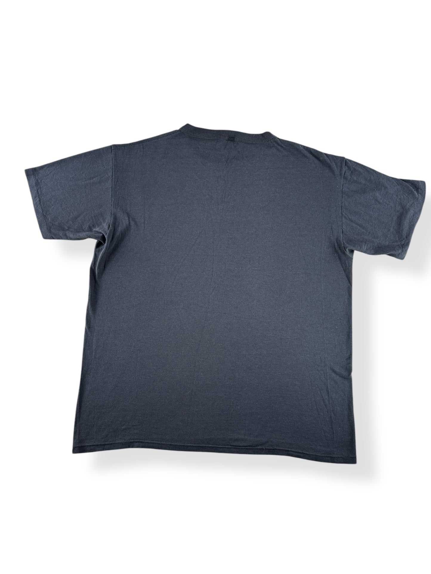 Back of Vintage Russell Black Blank Tee SZ L