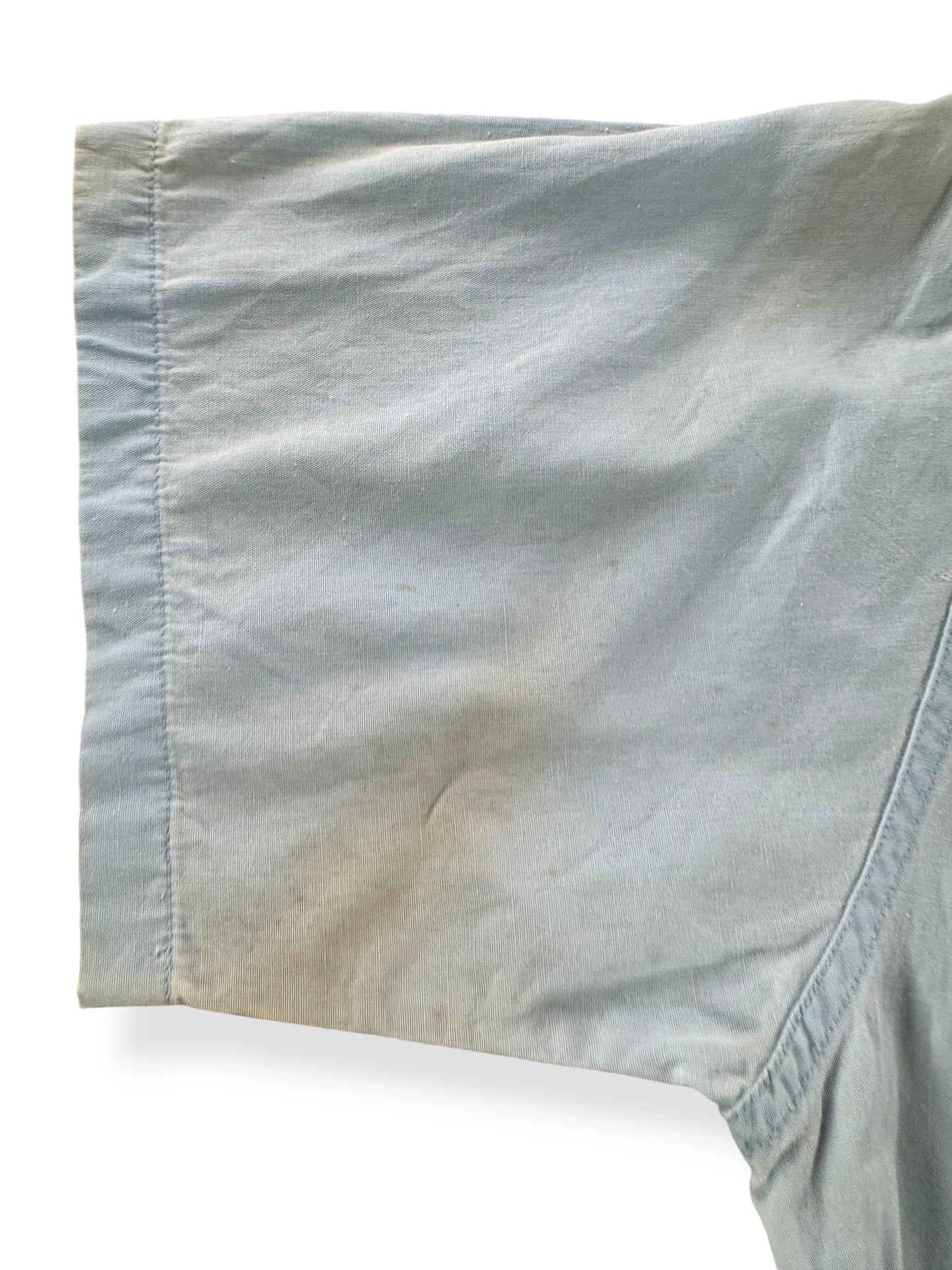 Staining on Vintage Chambray-esque Bowling Shirt SZ S AS IS