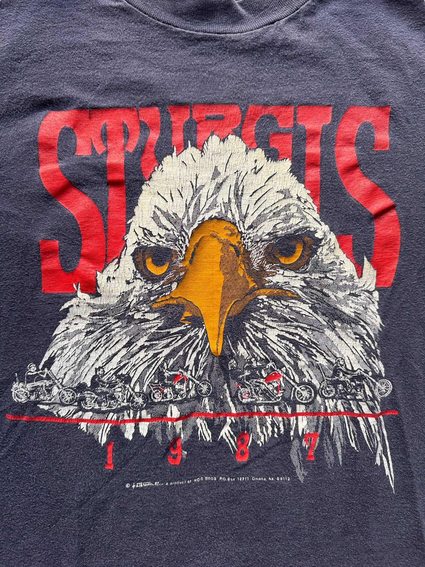 Front Graphic of Vintage 1987 Sturgis Motorcycle Rally Long Sleeve Tee SZ M