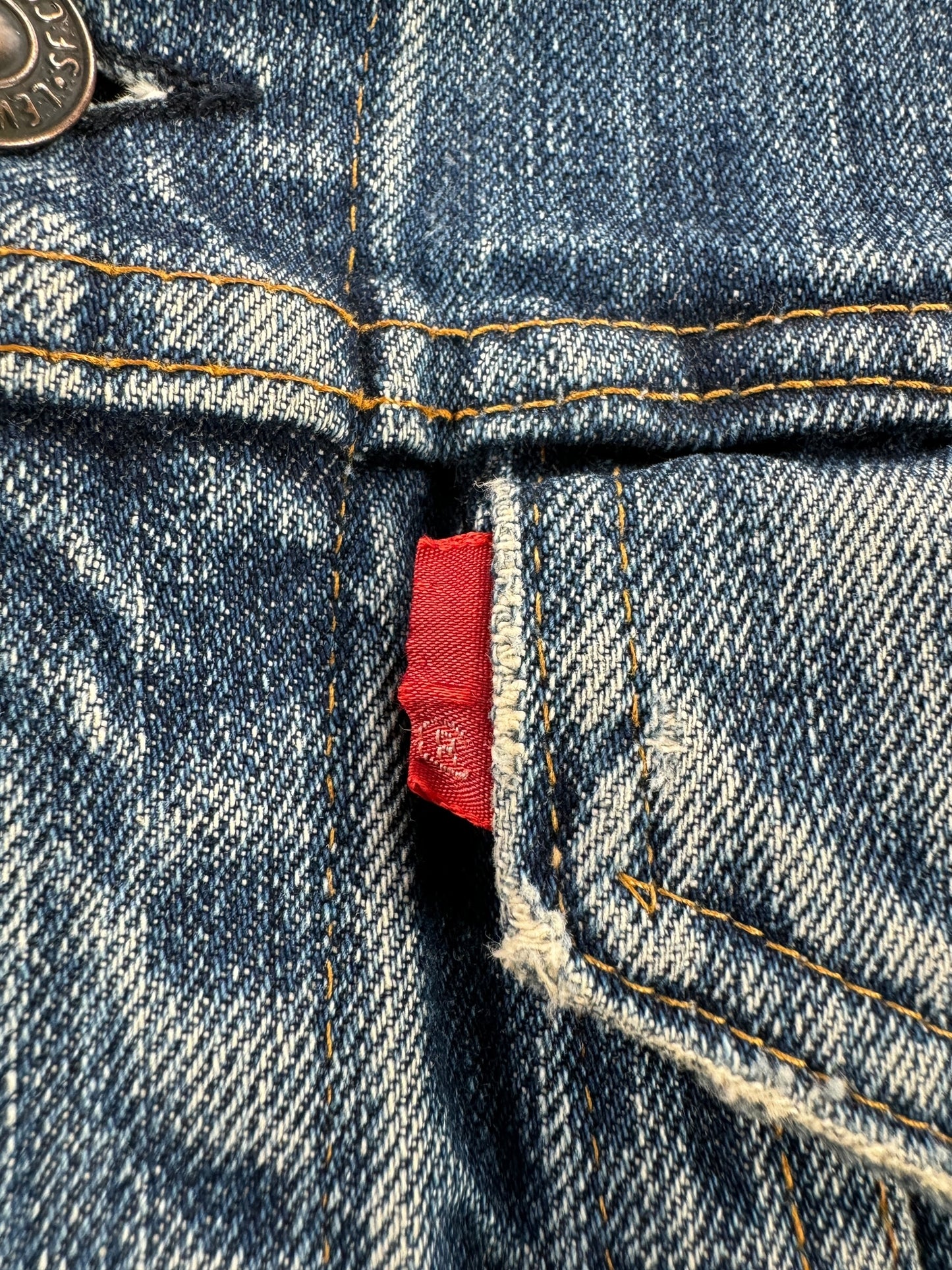 Label on Vintage Levis 2 Pocket Trucker Jacket SZ S