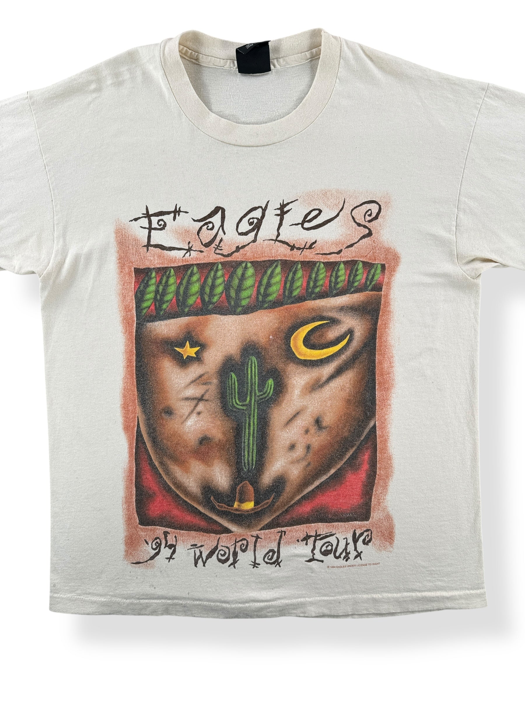 Front Close Up of Vintage Eagles 1994 World Tour Tee SZ XL