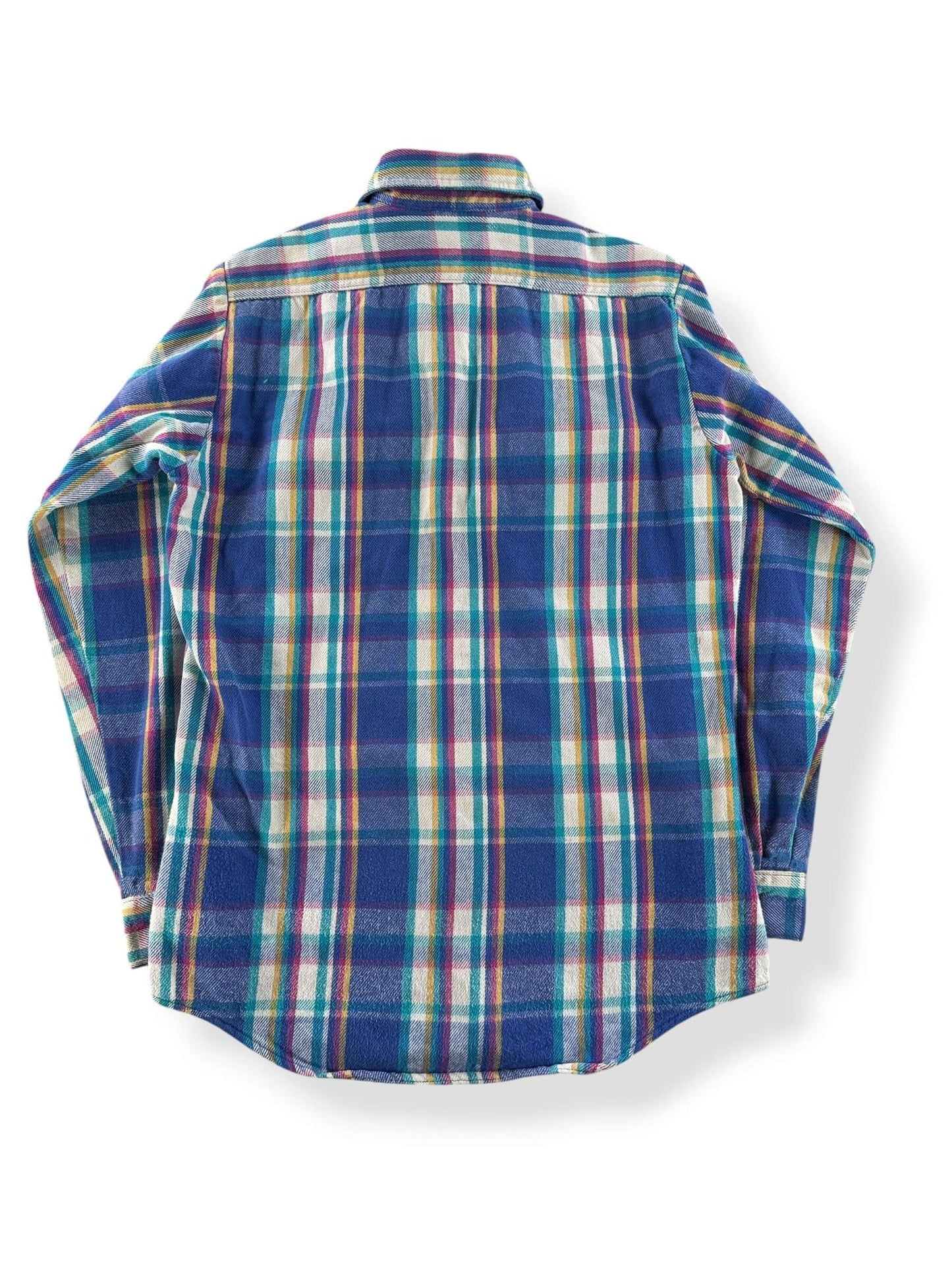 Back of Vintage 5 Brother Blue White Pink Plaid Flannel SZ M