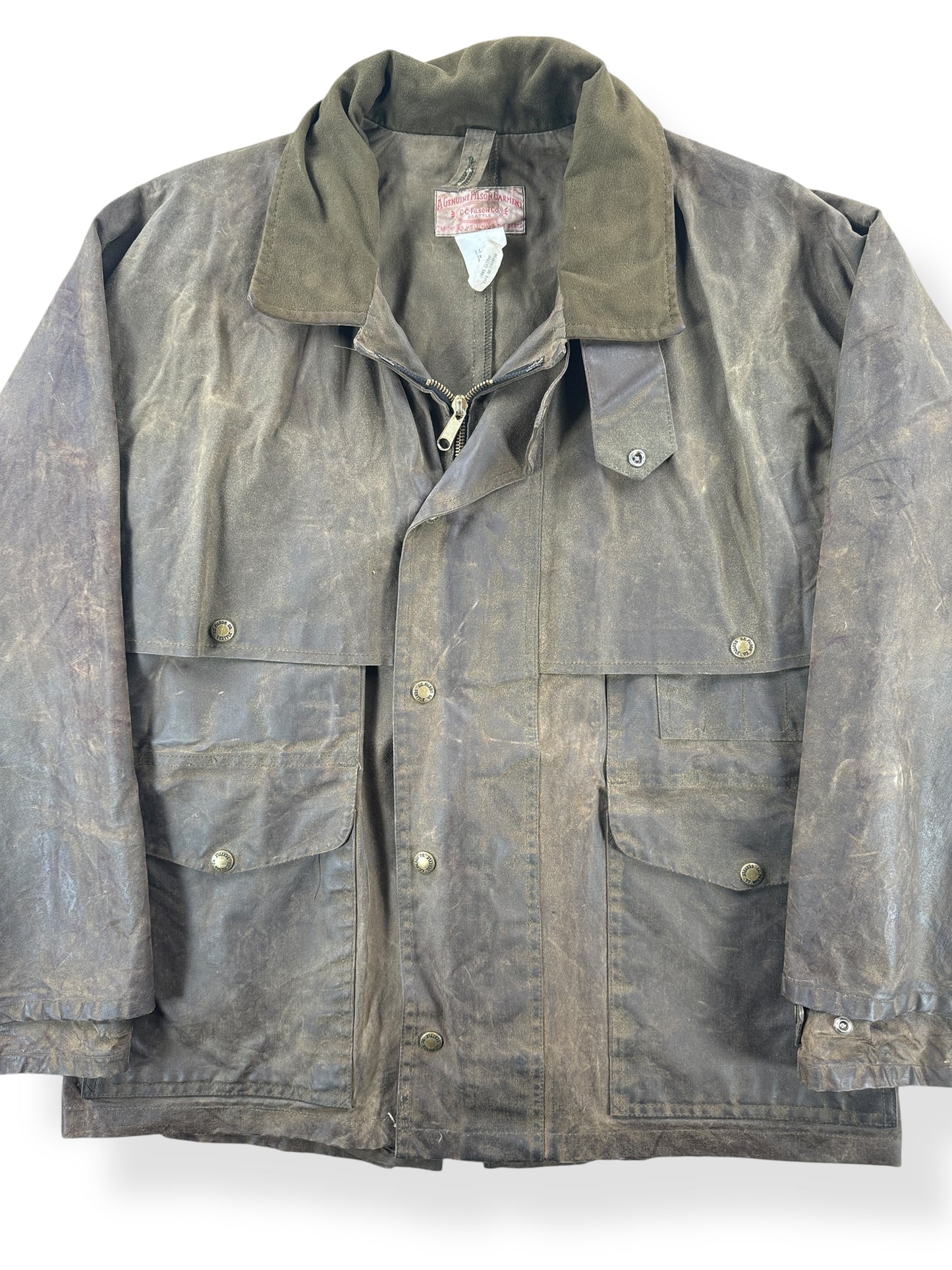Front Close Up of Vintage Filson Shelter Cloth Packer Coat SZ 40