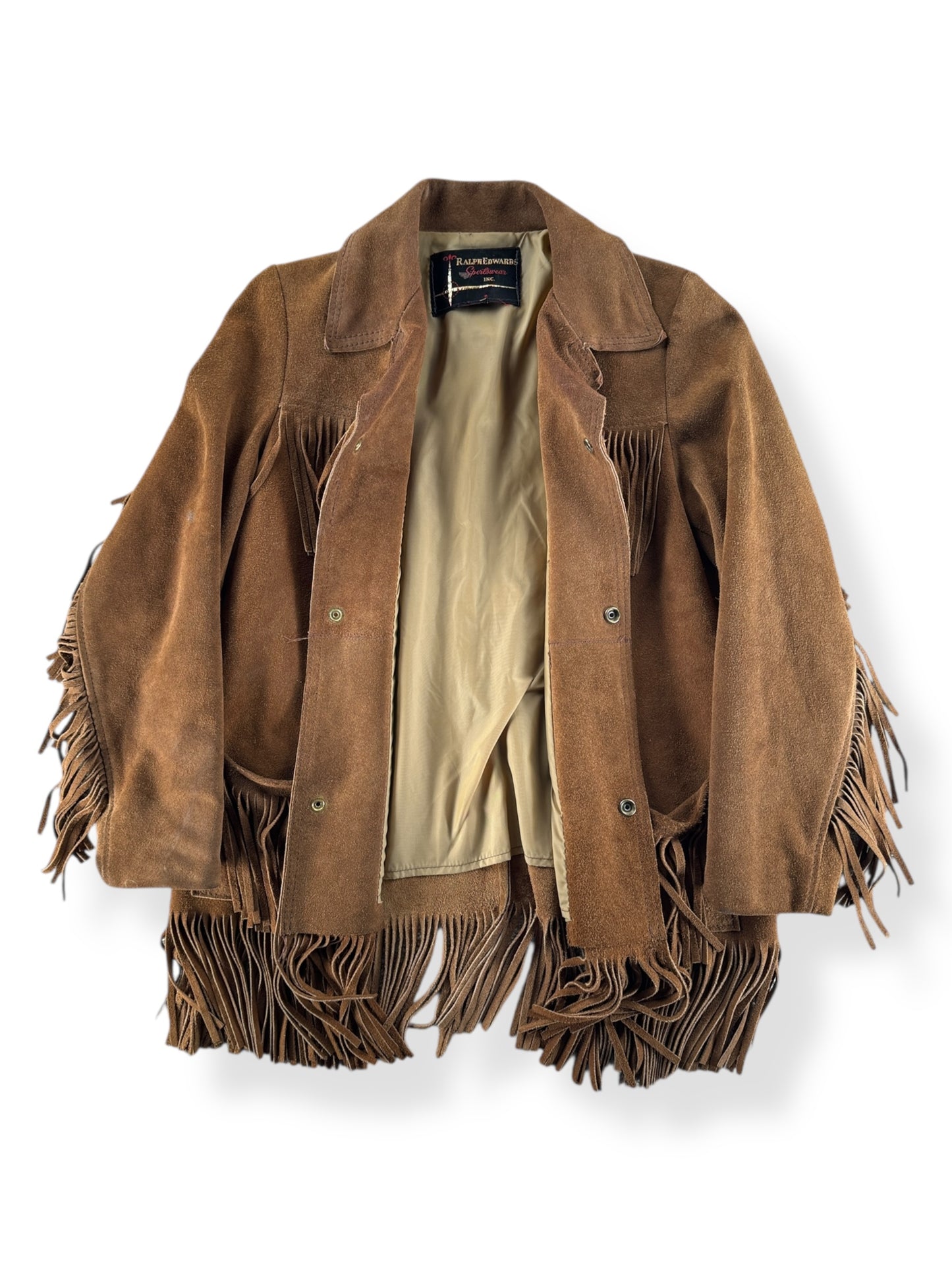 Inside of Vintage Ralph Edwards Sportswear Fringed Suede Jacket SZ S