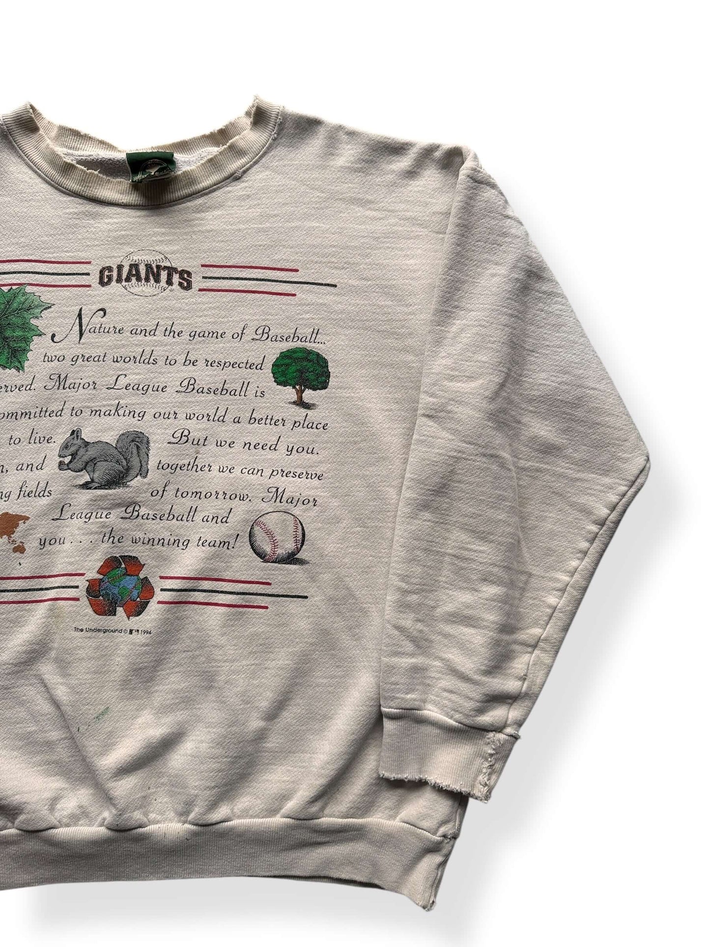 Front Left of Vintage SF Giants Thrashy Crewneck SZ XL