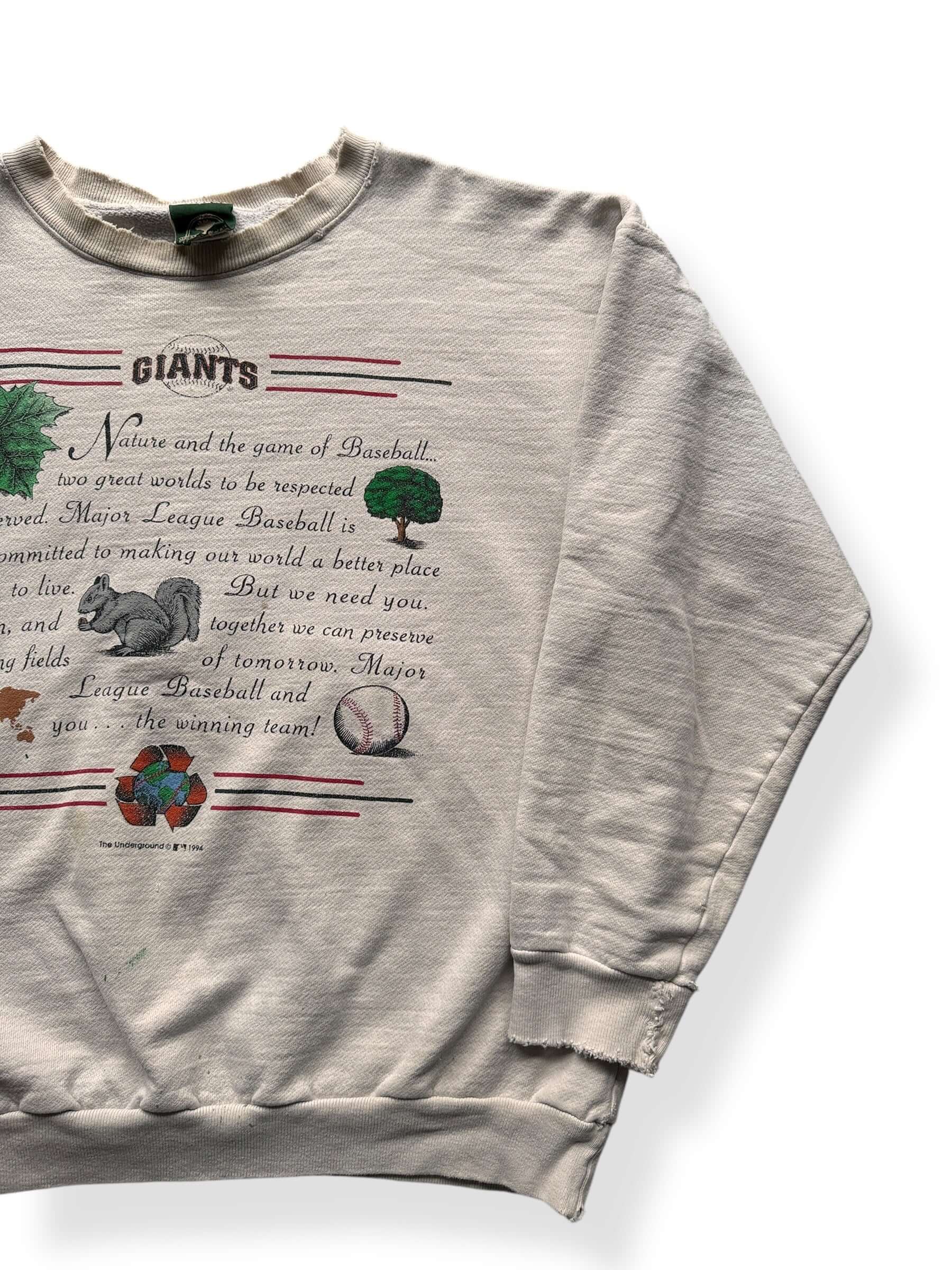 Front Left of Vintage SF Giants Thrashy Crewneck SZ XL