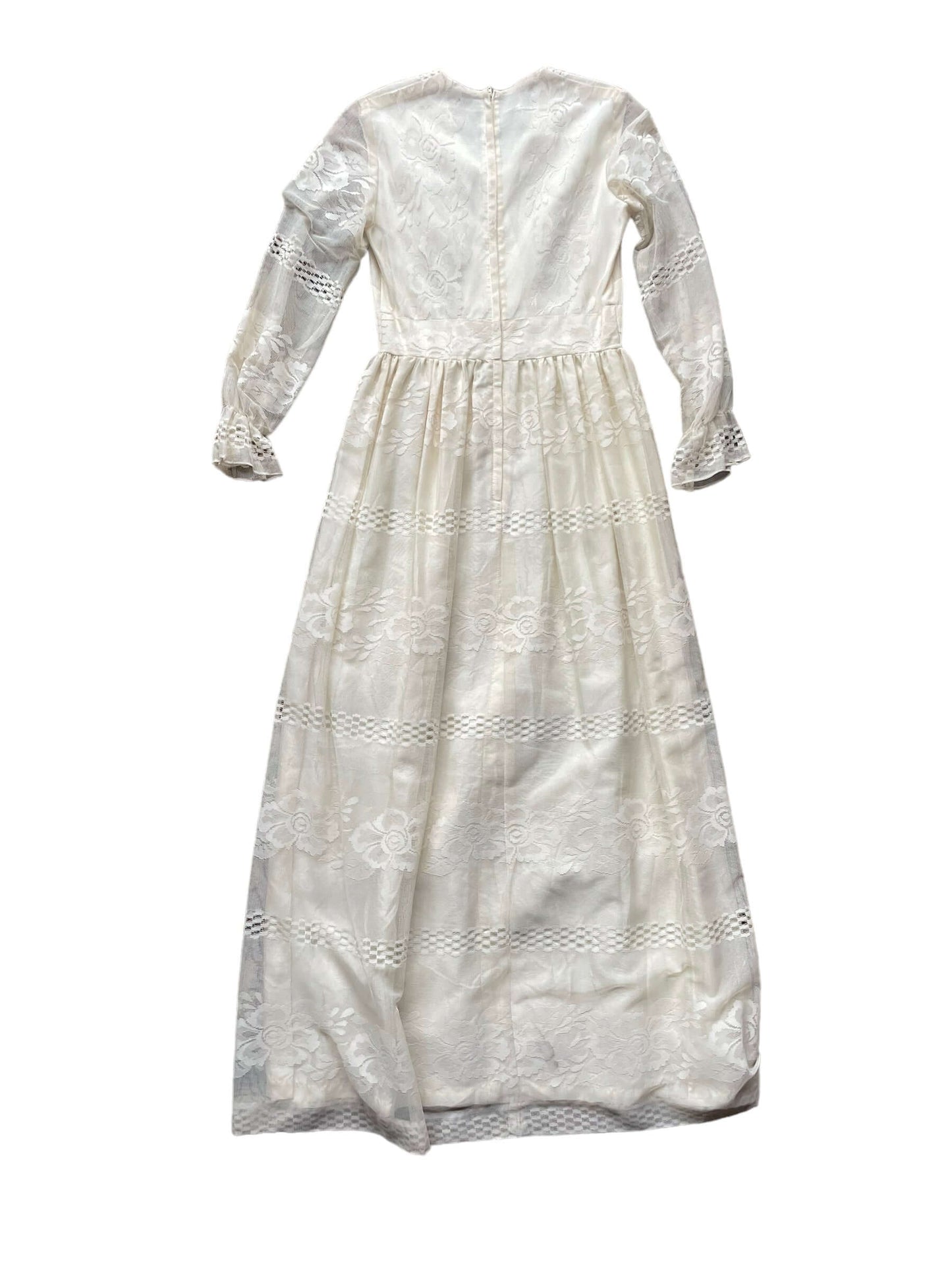 Full back view of Vintage 1960s Solo Lace Maxi Dress | Barn Owl Vintage Dresses | Seattle Vintage Ladies Clothing